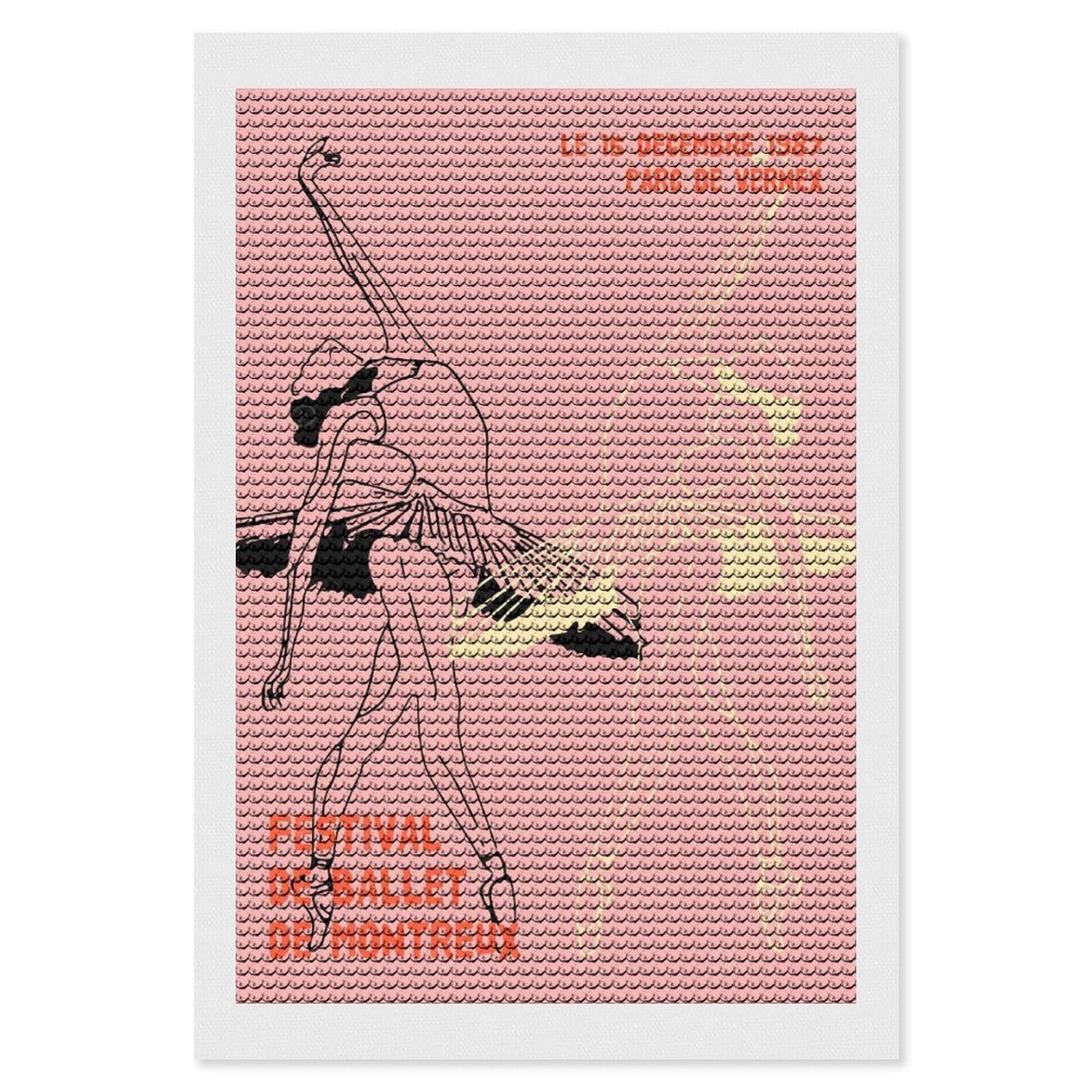 Junmoney French Ballet Festival Diamond Painting Canvas Kit 8"x12", Leisure Activity, Aesthetic Room Decor, with Tool Kit, DIY, Gift