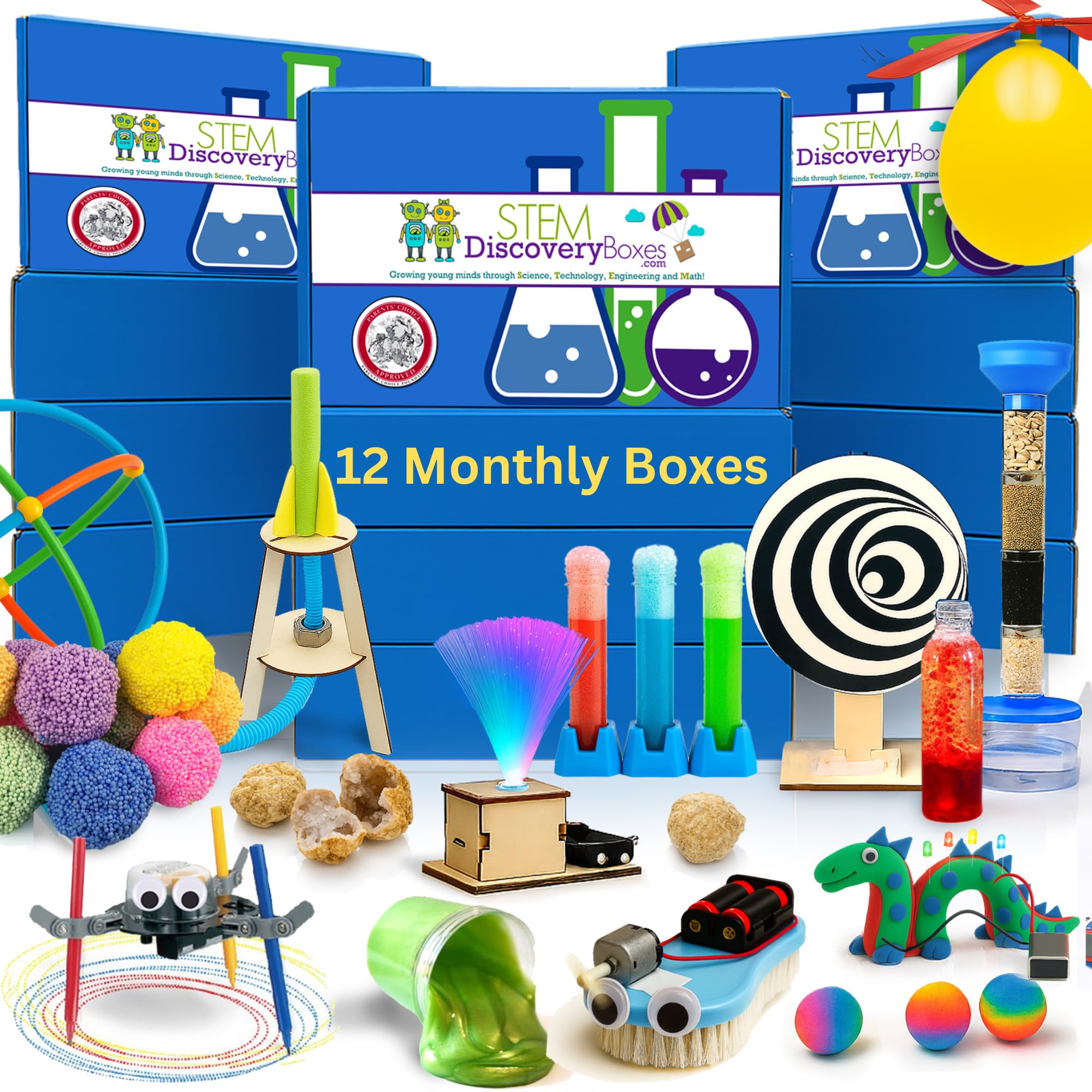 STEM Discovery Box Subscription: Educational Science Experiment Kit with 3 Complete Projects - Award-Winning Learning Toys for Boys & Girls Ages 7-Teen Set for Young Scientists (12 Month)