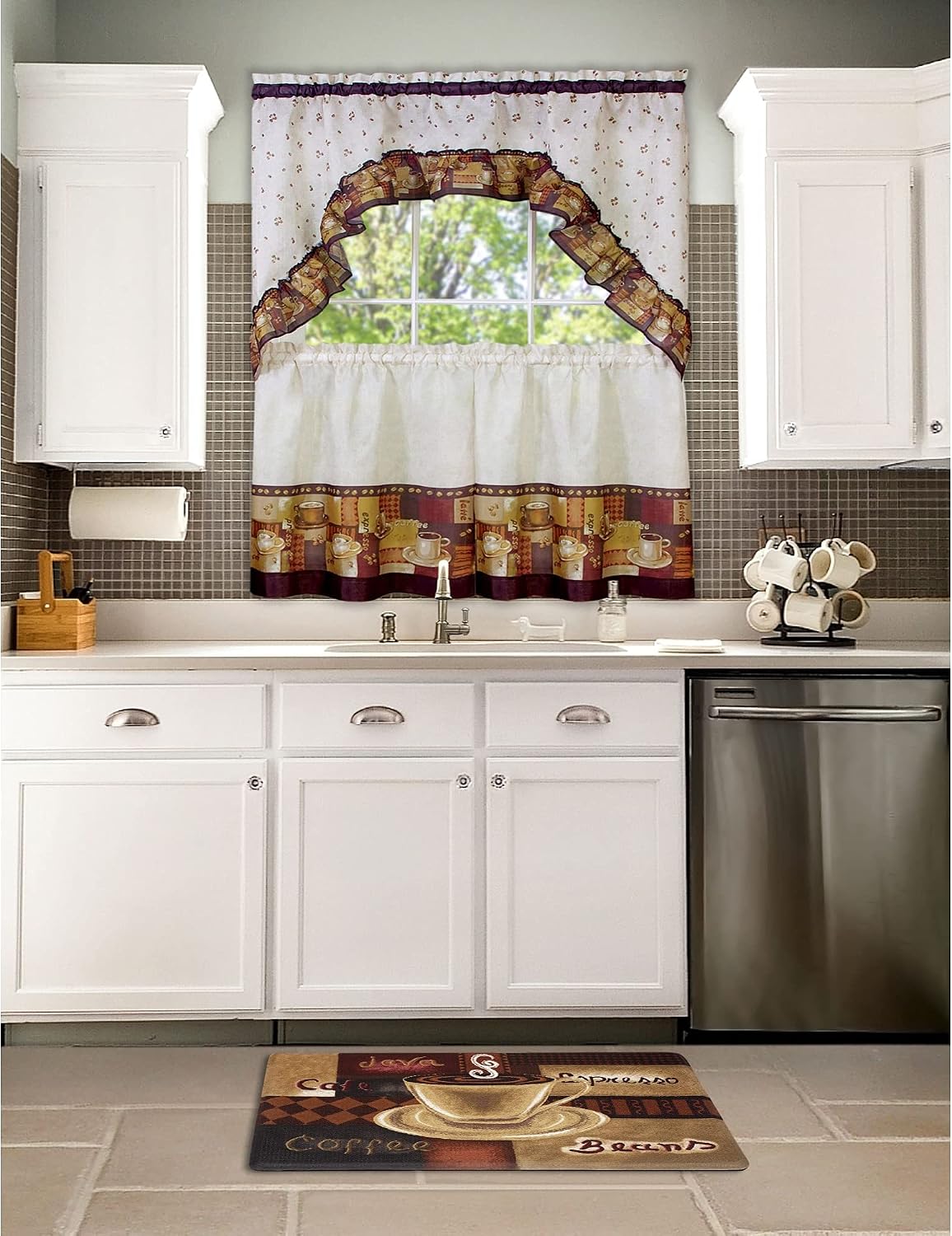 Ergode Decorative Anti-Fatigue Mat | Relieve Back & Leg Discomfort | Enhance Aesthetic Appeal | Perfect for Kitchen or Bathroom | Coffee Print | 18x30 Size | ECO PVC Foam Material