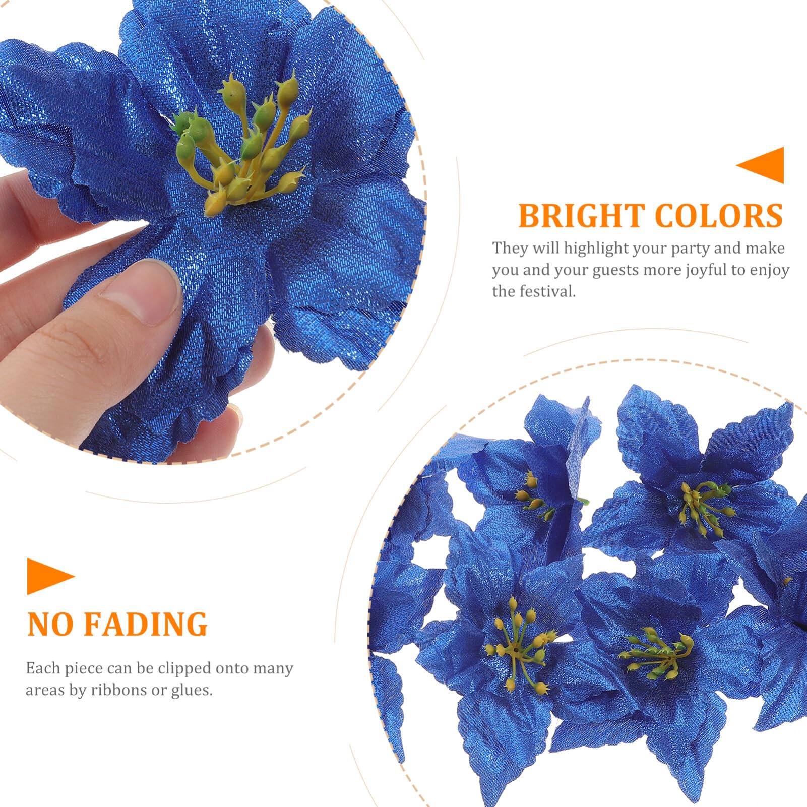 Ciieeo Christmas Glitter Flowers 7Pcs Artificial Poinsettia for Christmas Tree Wreath Hanging Ornament Festive Home Decor - Image 4