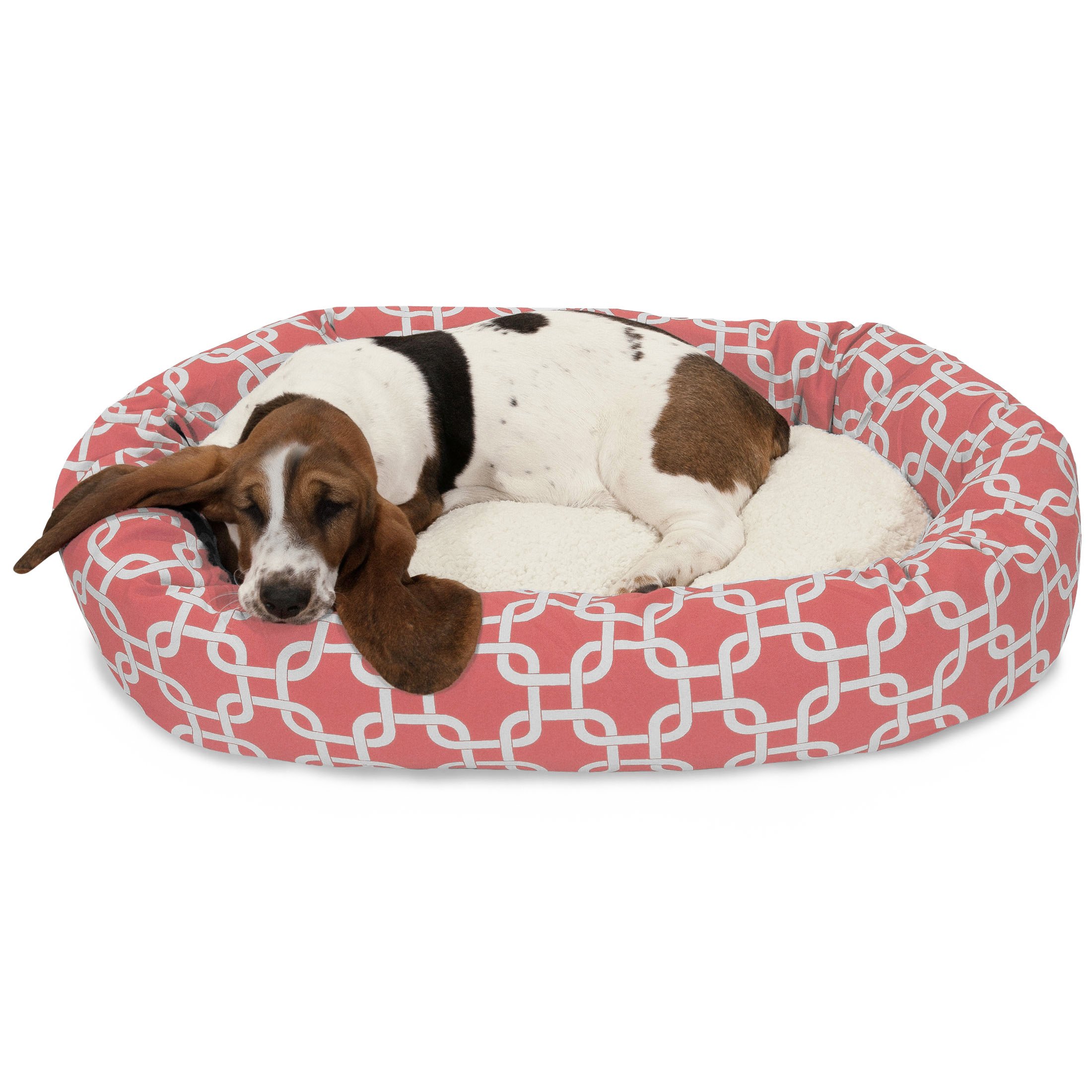 Photo 1 of 32 Inch Coral Links Sherpa Bagel Dog Bed 32-Inch Coral