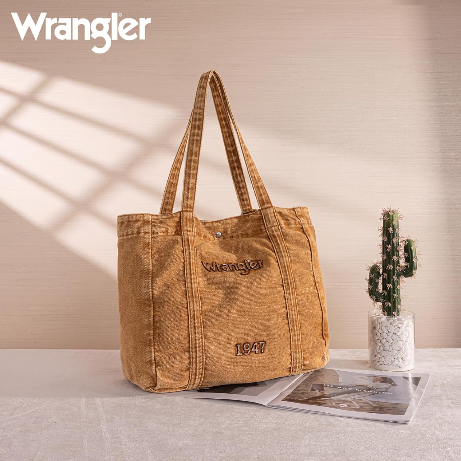 Montana West Wrangler Denim Tote Bag for Women Large Jean Shoulder Purses and Handbags | Casual, for Work, Travel - Image 3