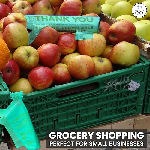 Miniatura 11 de C&S Event Supply Co. Bolsa ecológica verde, bolsas de plástico con asas, bolsas de compras de plástico para comestibles, bolsas de plástico