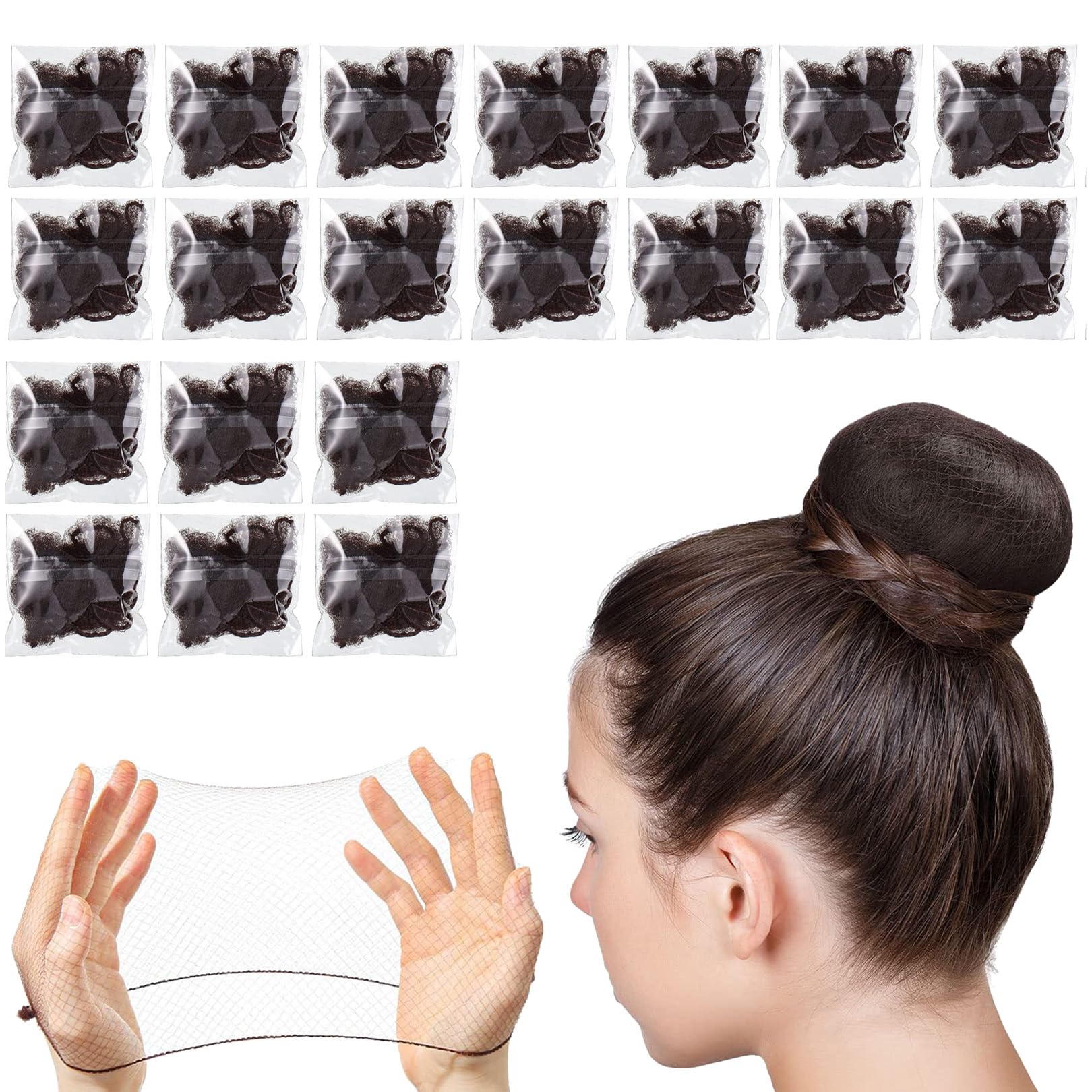 Retine per capelli invisibili elastiche riutilizzabili marrone 20 pezzi