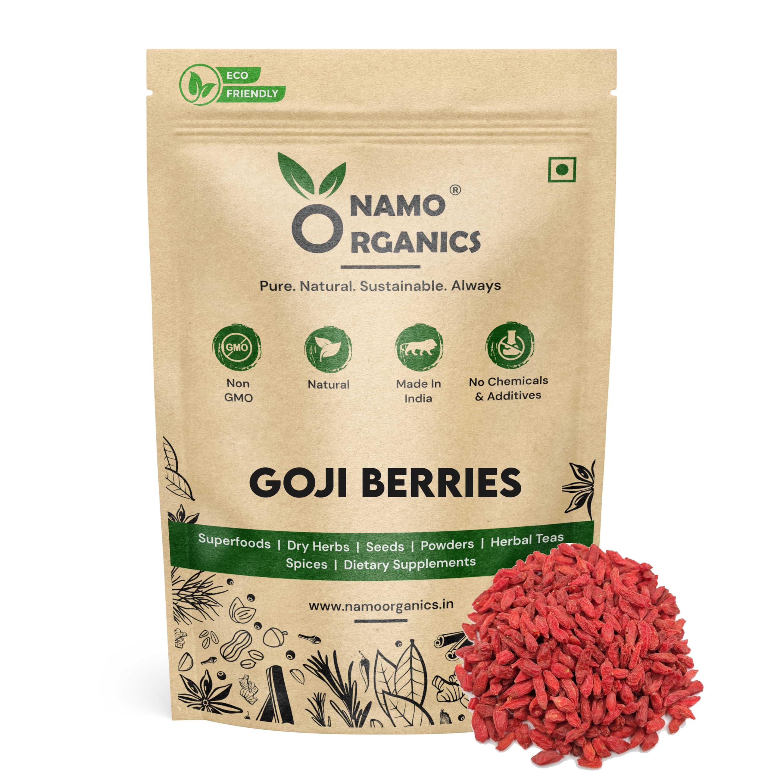 Namo Organics - Premium Goji Berries - 200g without Sugar - Goji berry Dry Fruits (sugar free berries)