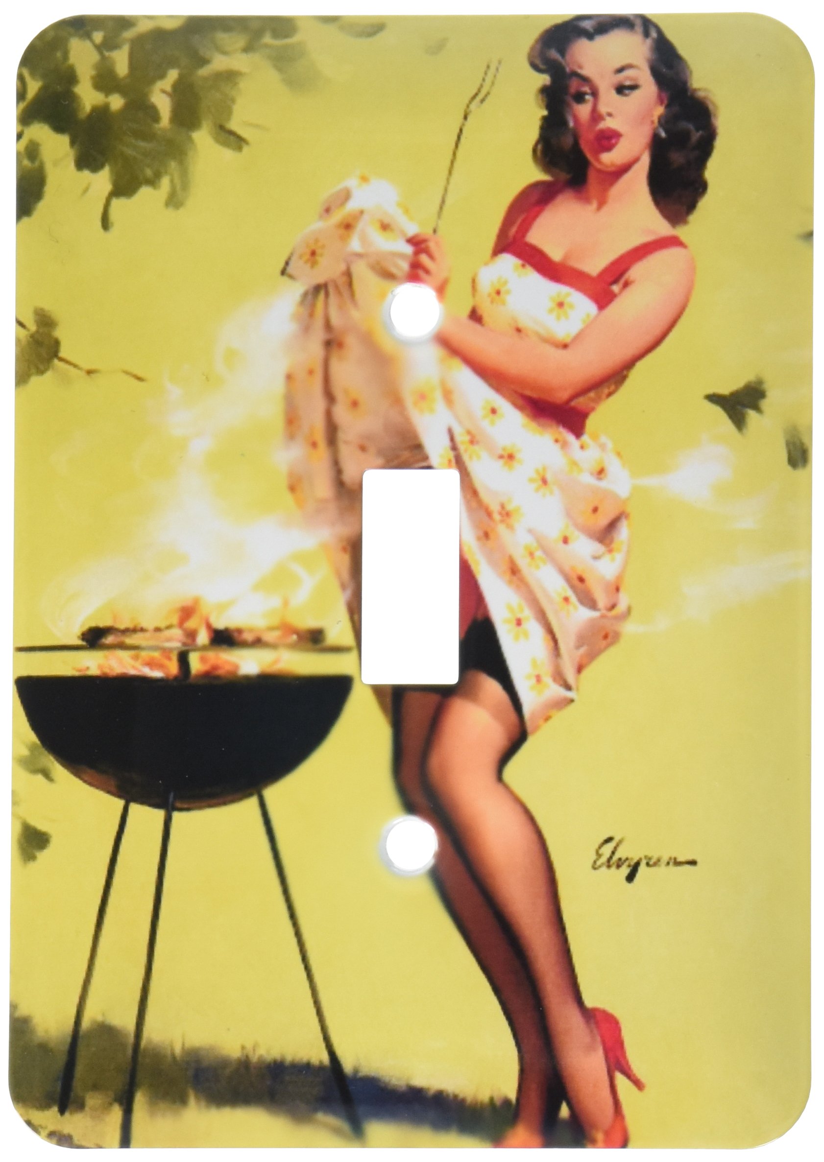 Image de Elvgren Peinture le barbecue Pinup plaque interrupteur retro simple