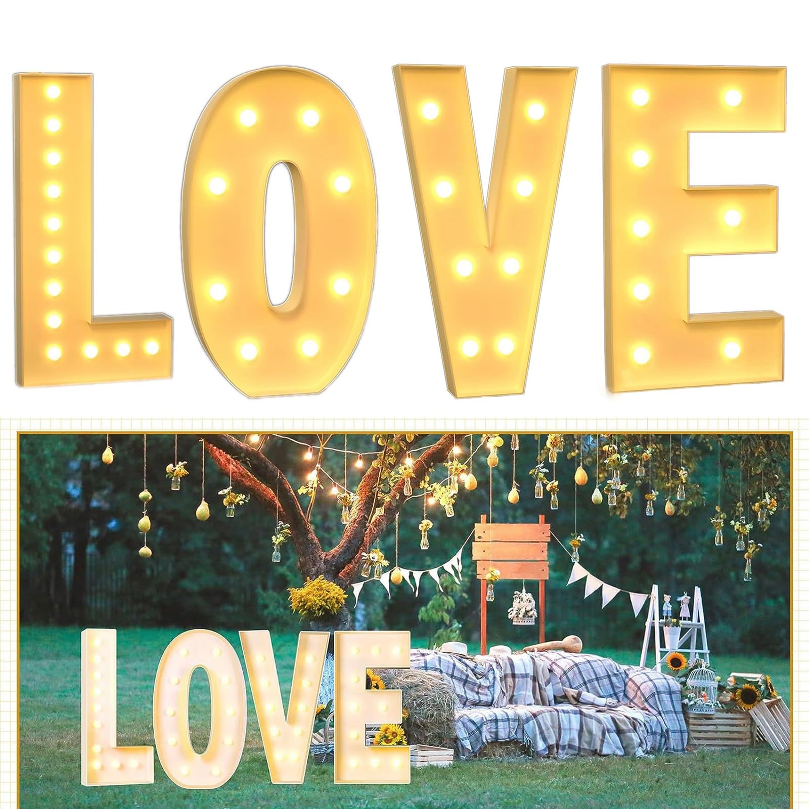 SQWHIIY Giant Marquee LOVE LED Letters Valentine's Day LED Light Sign 2.3 ft /3 ft /4 ft Tall KT Foam Board Light up LOVE Sign for Anniversary Wedding Party Decor (Color : LOVE, Size : 120CM/47inch)