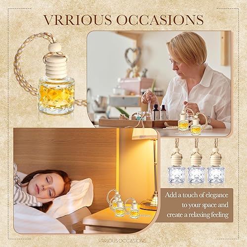 Miniatura 6 de BBTO 50 piezas de ambientador de coche colgante Botellas de difusor de coche Ambientador de perfume de botella de vidrio vacía Difusor de botella