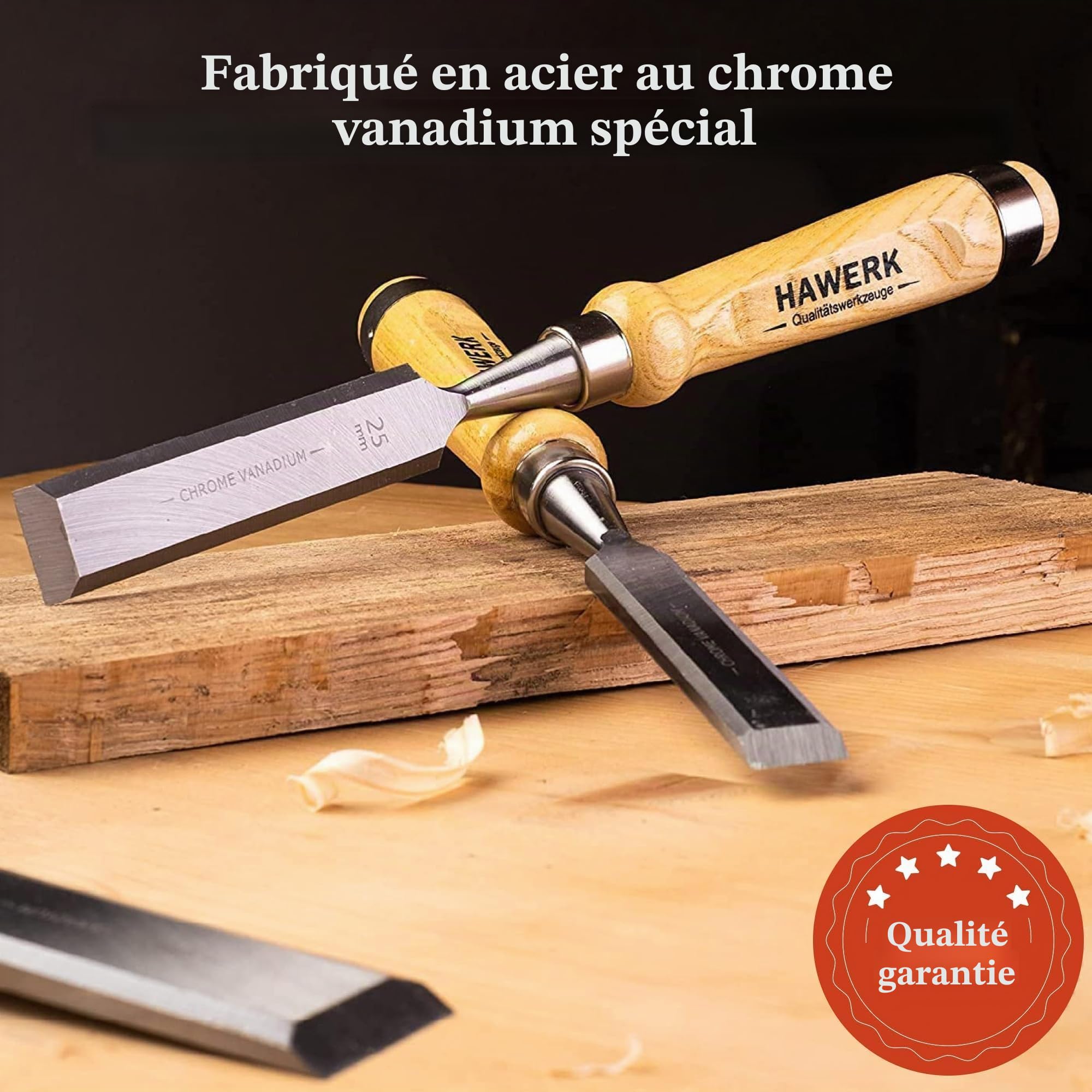 Jeu de ciseaux à bois, comprend 6 ciseaux, 2 pierres à aiguiser et un coffret, pour débutants et professionnels, convient au travail sur du bois