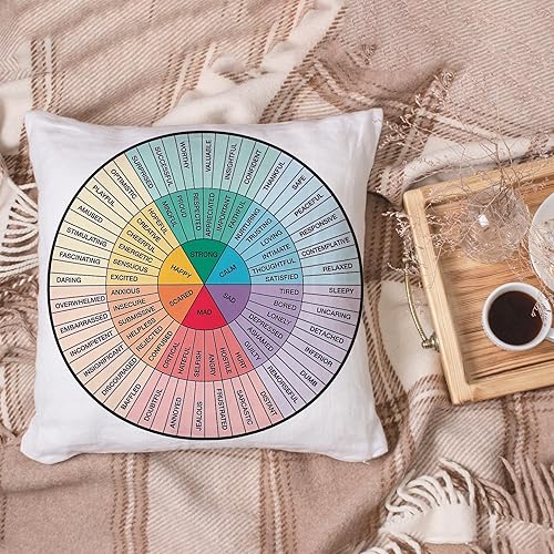 Vista 8 de Hyturtle Almohada personalizada de rueda de emociones (inserto incluido), regalos para trabajador social, consejero escolar, psicólogo, rueda