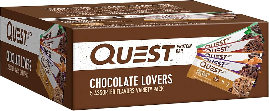 Quest Chocolate Lovers Protein Bar Variety Pack with Mini Cookie Dough Bars, High Protein, Gluten Free, 12 + 14 Count