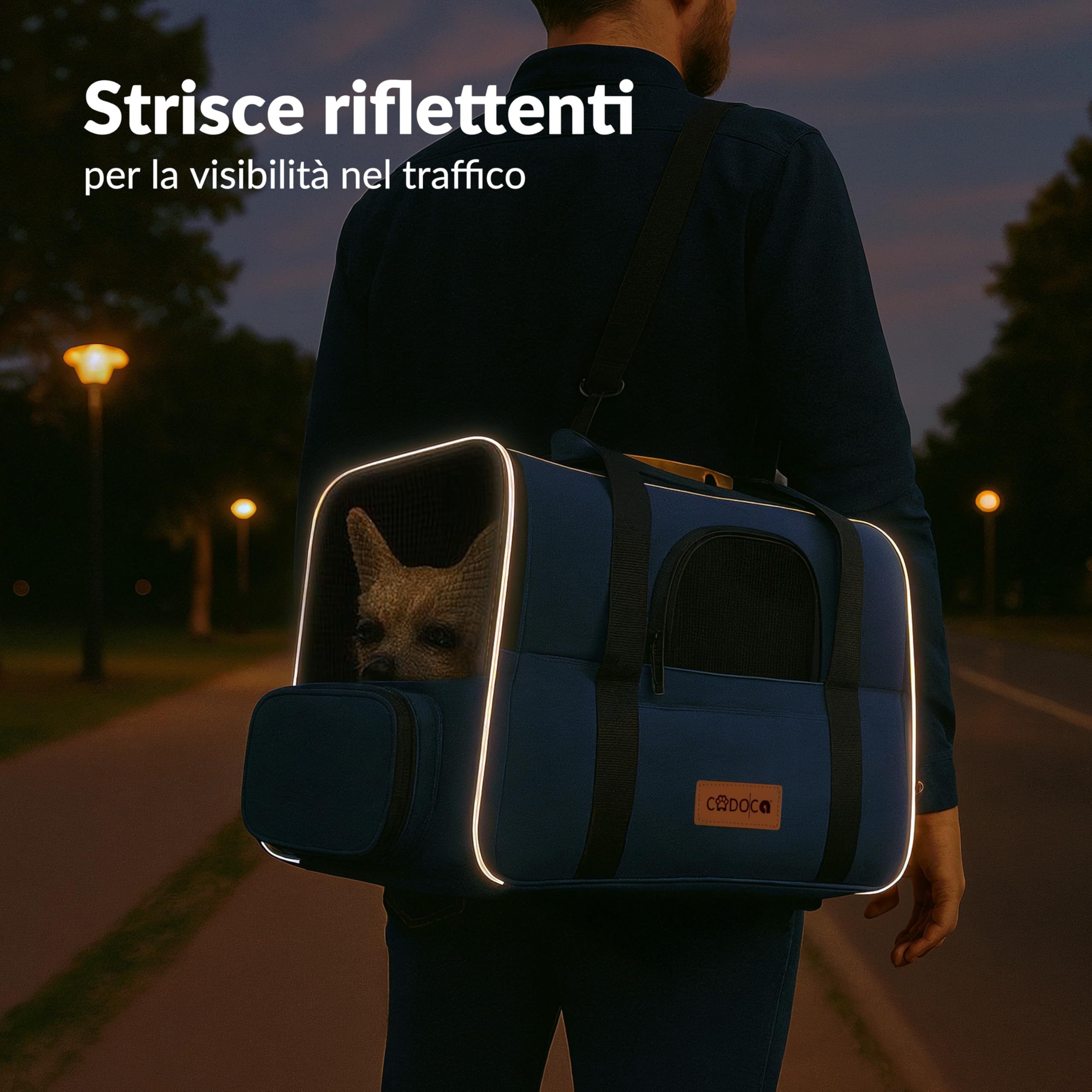CADOCA® Trasportino Gatto Cane Auto Borsa Animali Tracolla e Ciotola Zaino per Cani Cuccia Gatti Viaggio Macchina Box per Trasporto Diversi Colori