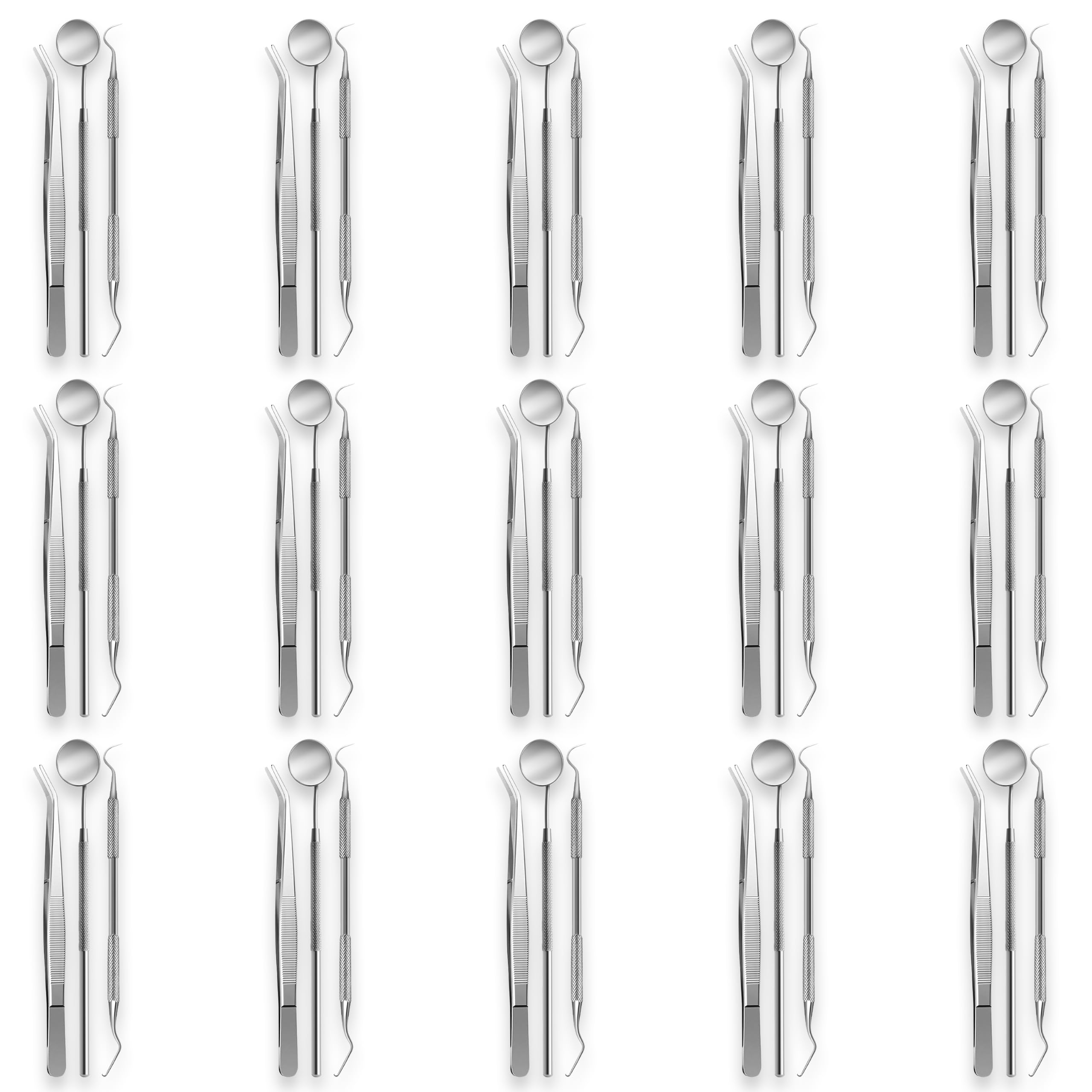 SURGICAL ONLINE 45pcs Adults Basic Economy Professional Dental Hygiene Kit Plaque Remover Set, Stainless Steel Tools, Tarter Scraper, Tooth Pick, Dental Scaler and Mouth Mirror Plier Instruments Home