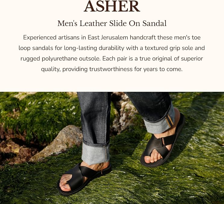 Jerusalem Sandals Asher - Leather Slide On Sandal - Men