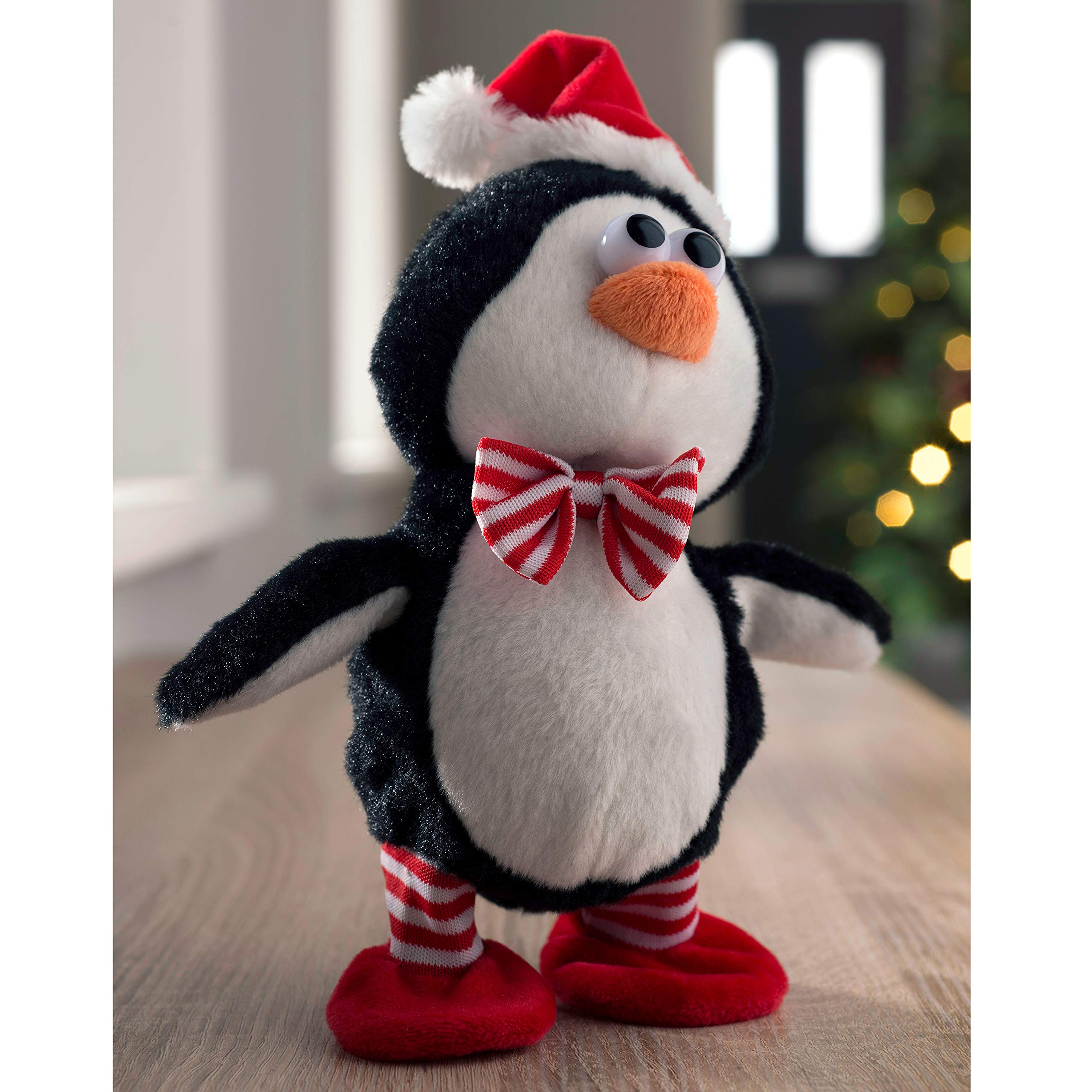 WeRChristmas Walking Talking Penguin Christmas Decoration, 20 cm, Black and White - Image 3