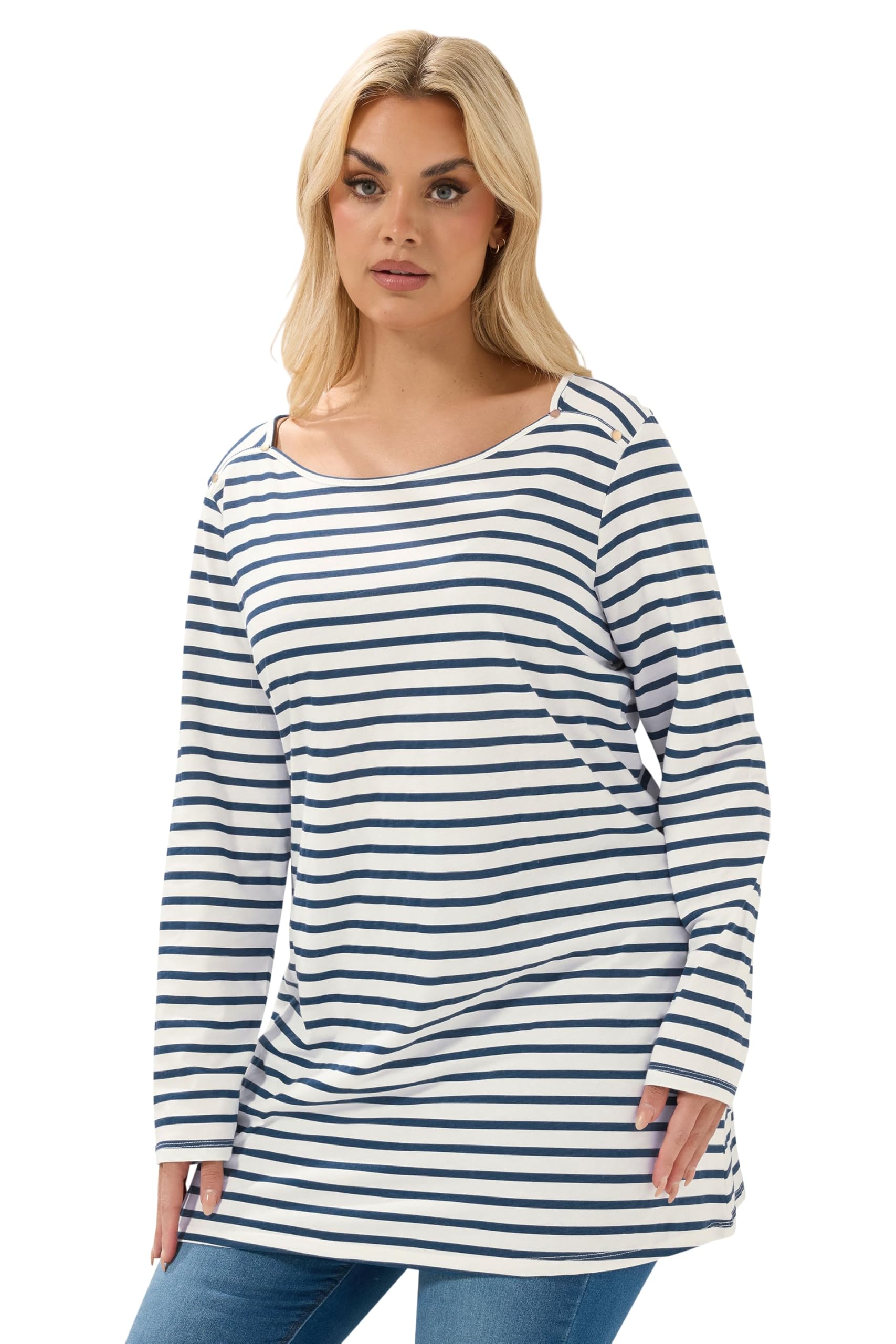 Yours Women's Multicolor Stripe Long Sleeve T-Shirt | Size: 26-28