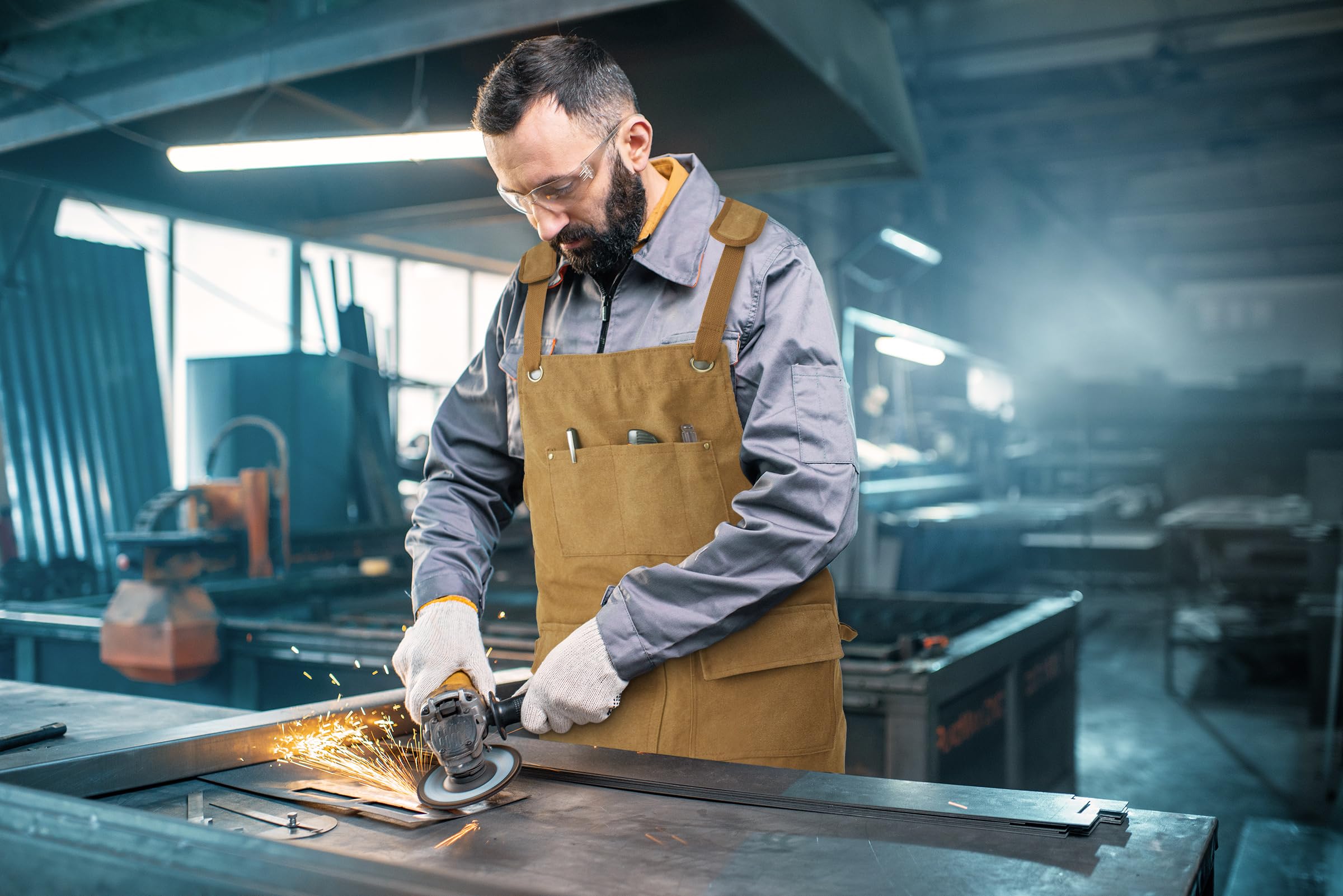 Nanxson Männer Segeltuch Schürzen wasserdicht Arbeitsschürzen, Werkzeugschürze mit Taschen für Garten, Industrie, Malen
