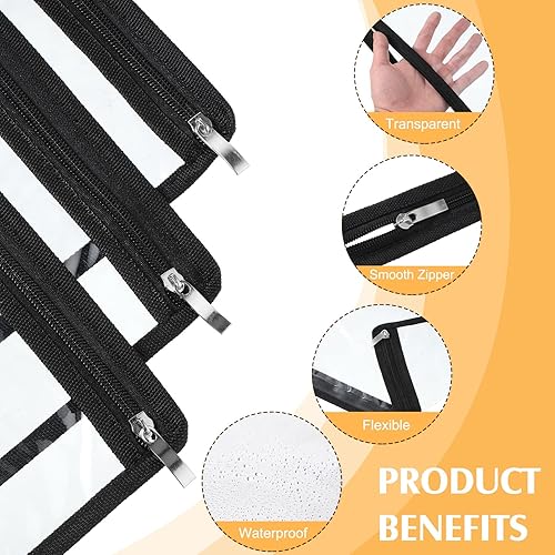 Miniatura 3 de CHENGU Paquete de 9 bolsas transparentes con cremallera, multiusos, de PVC, impermeables, bolsas de viaje transparentes para cartera de cosméticos,