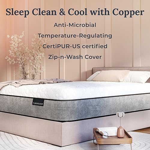 Miniatura 3 de Yogabed Colchón de espuma viscoelástica de gel frío con núcleo de espuma certificado CertiPUR para apoyo el cobre regula la temperatura y la