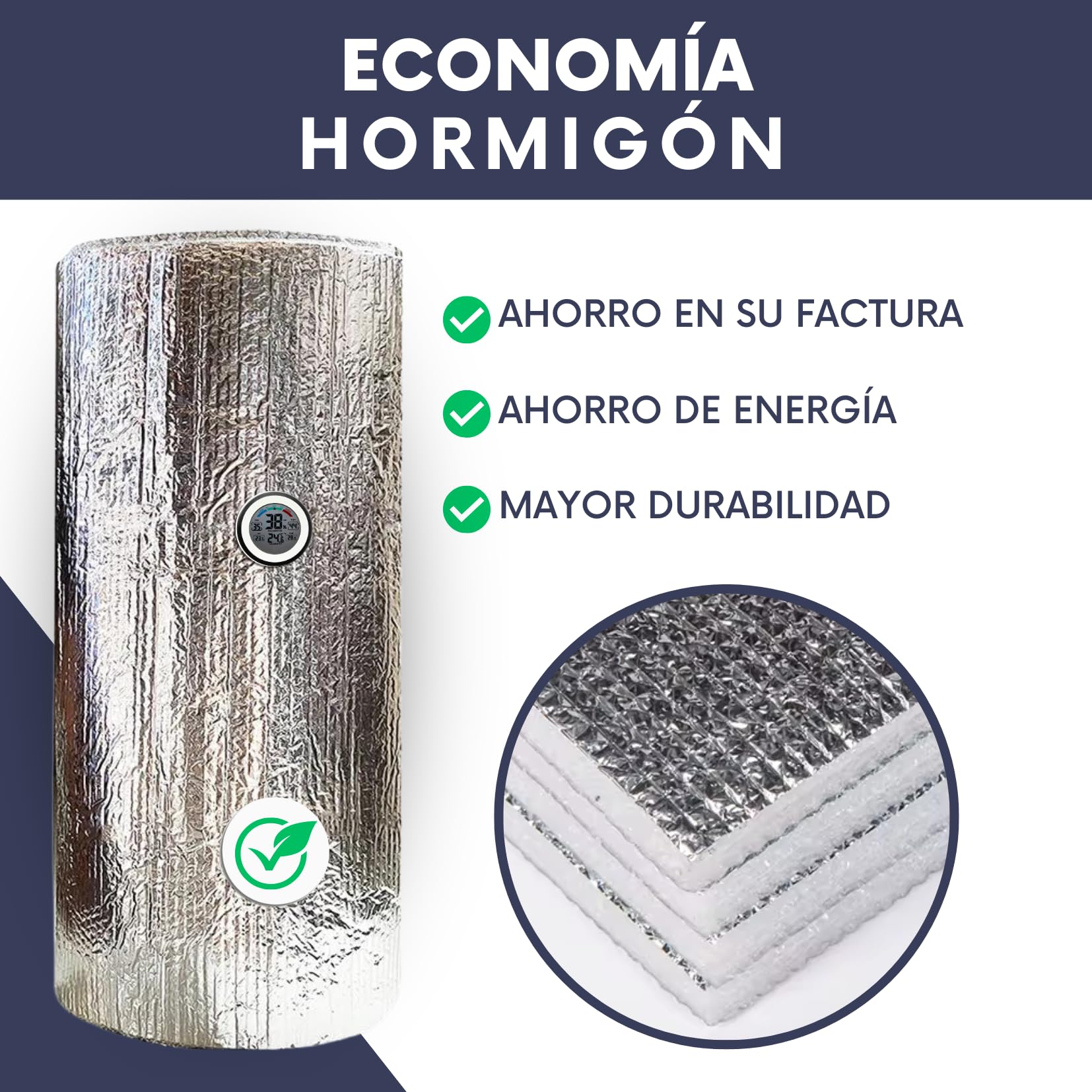 AISLAMIENTO para termos eléctricos hasta 300L – Kit completo con cinta adhesiva doble cara y aluminio – Reduce las pérdidas de calor y ahorra energía