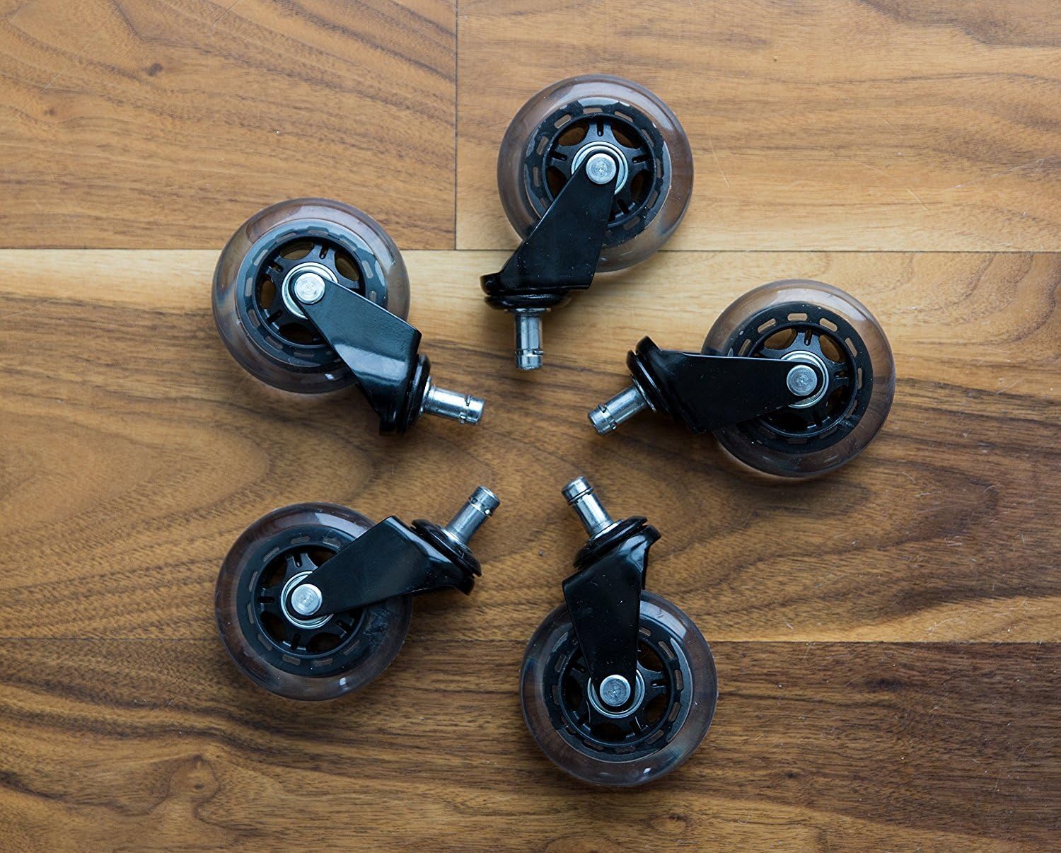 Office Chair Caster Wheels Heavy Duty Safe for All Floors Including Hardwood Perfect Replacement for Desk Floor Mat Style 3" (Set of 5)