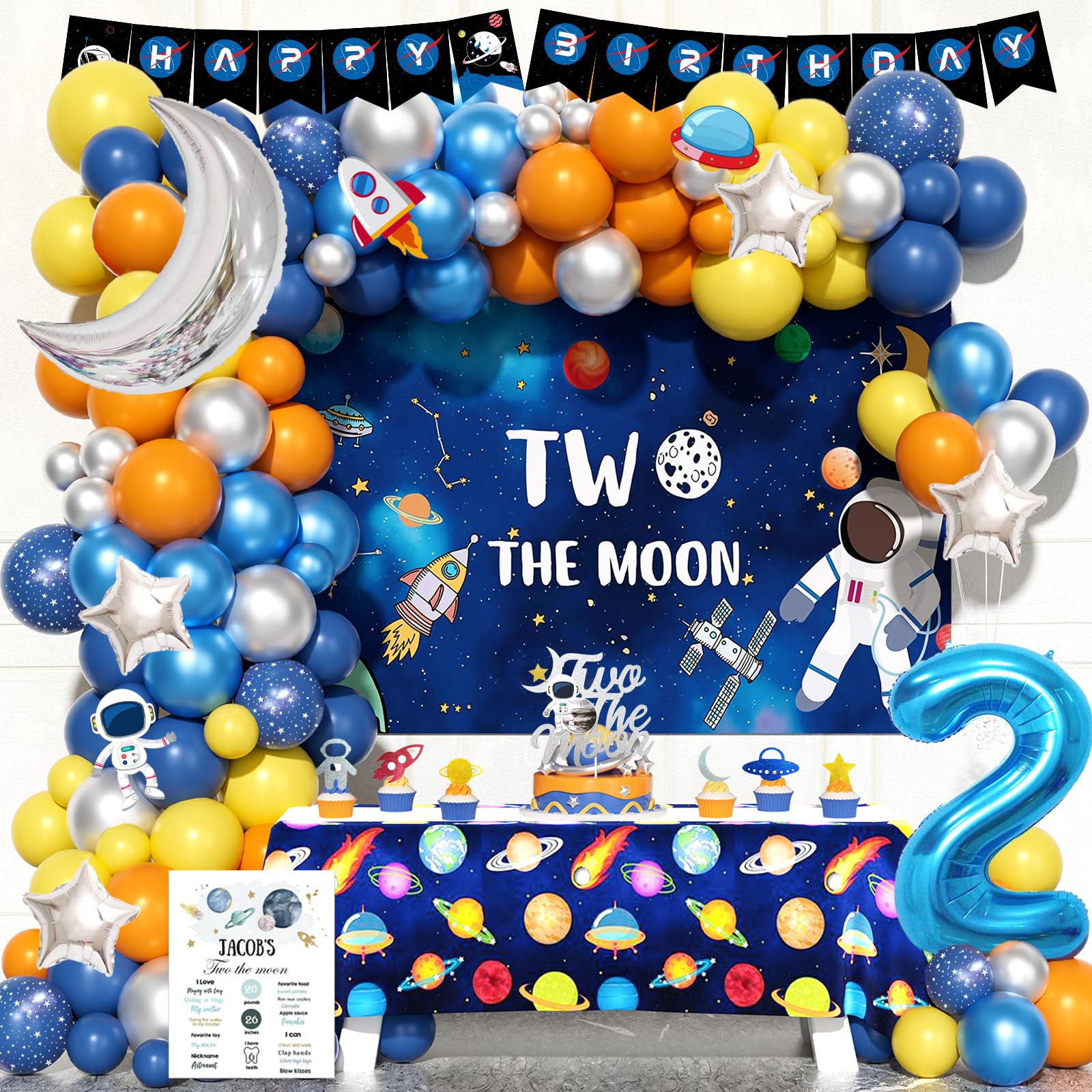 Amazon.com: Fiesec Two The Moon Birthday Decorations Boy, 2nd Birthday ...