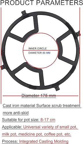 Miniatura 2 de Meter Star Estante universal para estufa de gas de 7.5 pulgadas, soporte antideslizante para ollas Moka, calentadores de mantequilla, cacerolas