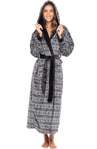 Alexander Del Rossa Plush Fleece Robe for Women, Long Hooded
