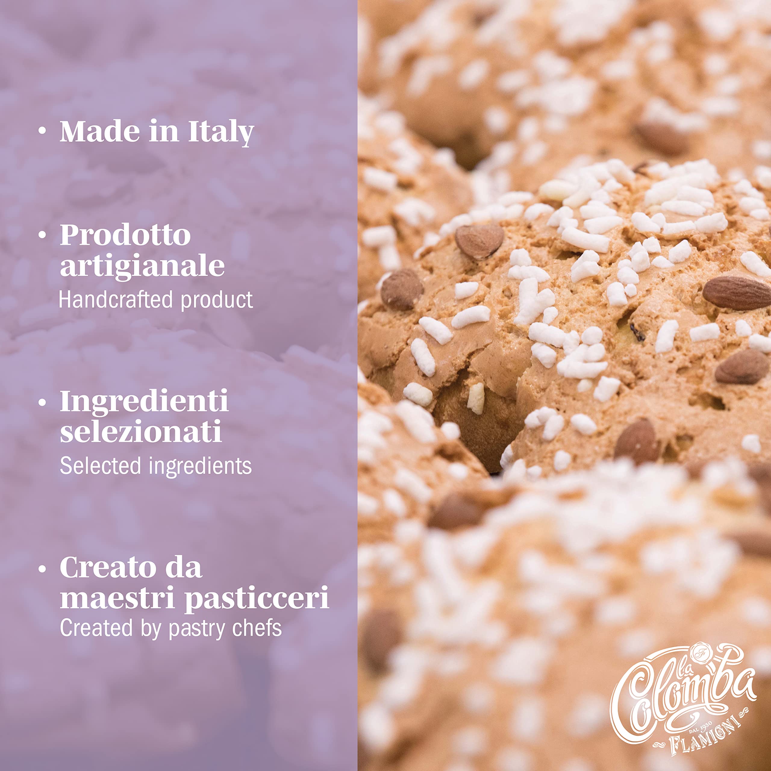 FLAMIGNI Oster Colomba Contadina 1 kg, mit Romagna Früchten, Handwerklich Süß, mit Exquisiten Halbkandierten Stücken von Birne, Pfirsich, Apfel und Aprikose, ohne Kandierung, Made in Italy