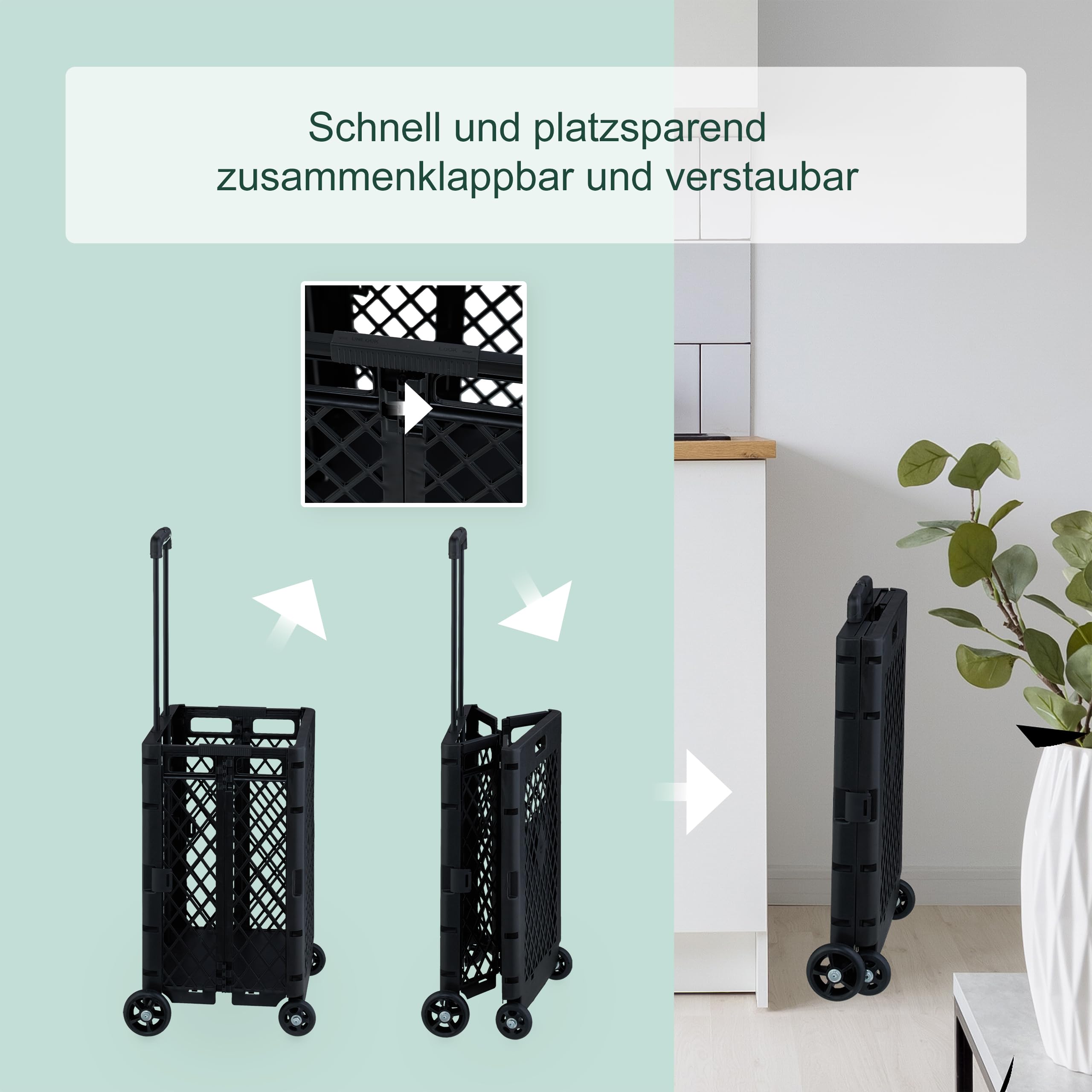 Relaxdays Einkaufstrolley klappbar, Einkaufskorb mit Rollen, bis 25 kg, Teleskopgriff, Gitter, hohe Rollkiste, Farbwahl