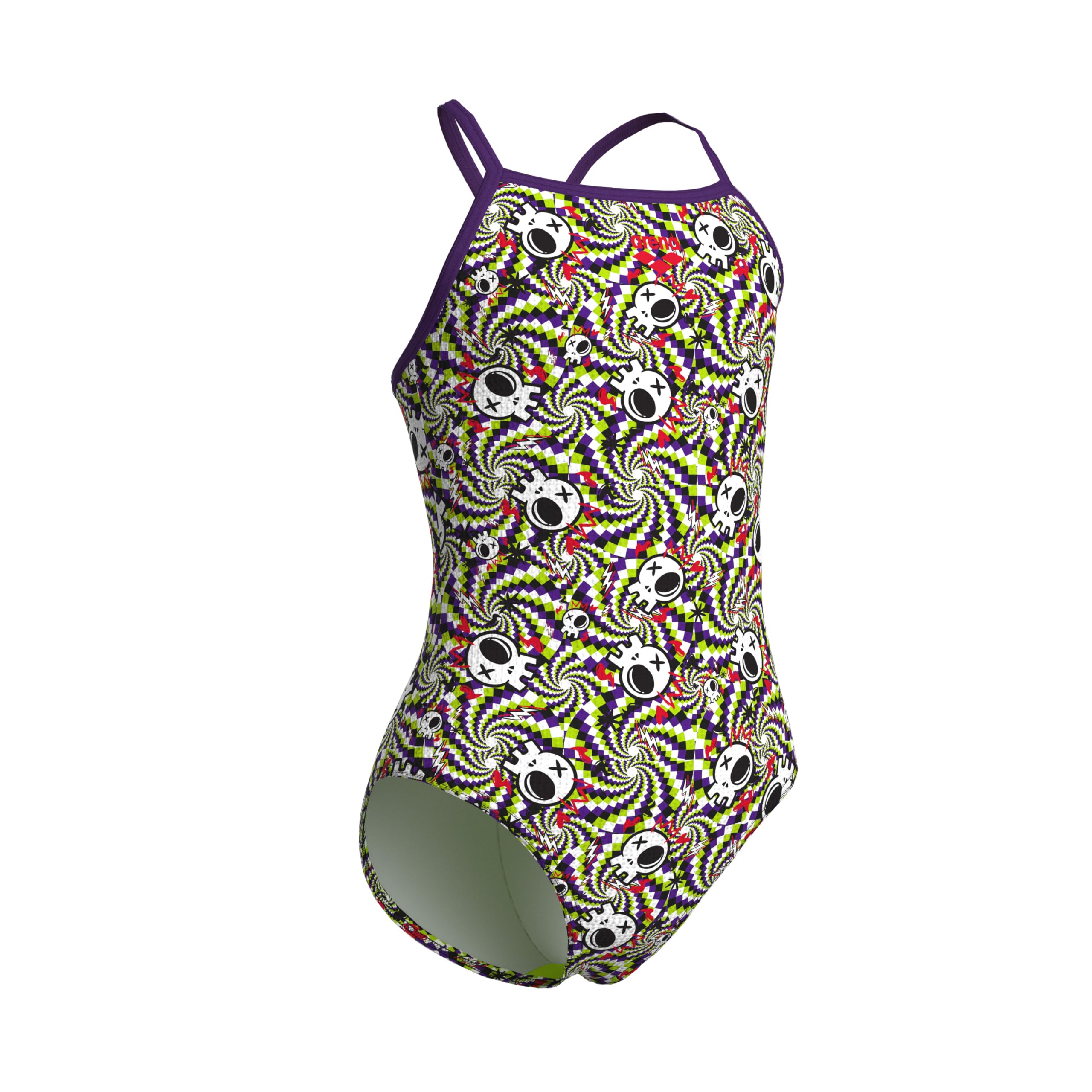 Arena Girls’ Performance Fun Skulls Lightdrop Back Athletic One Piece Pool Swimsuit Costume Intero Bambine e Ragazze