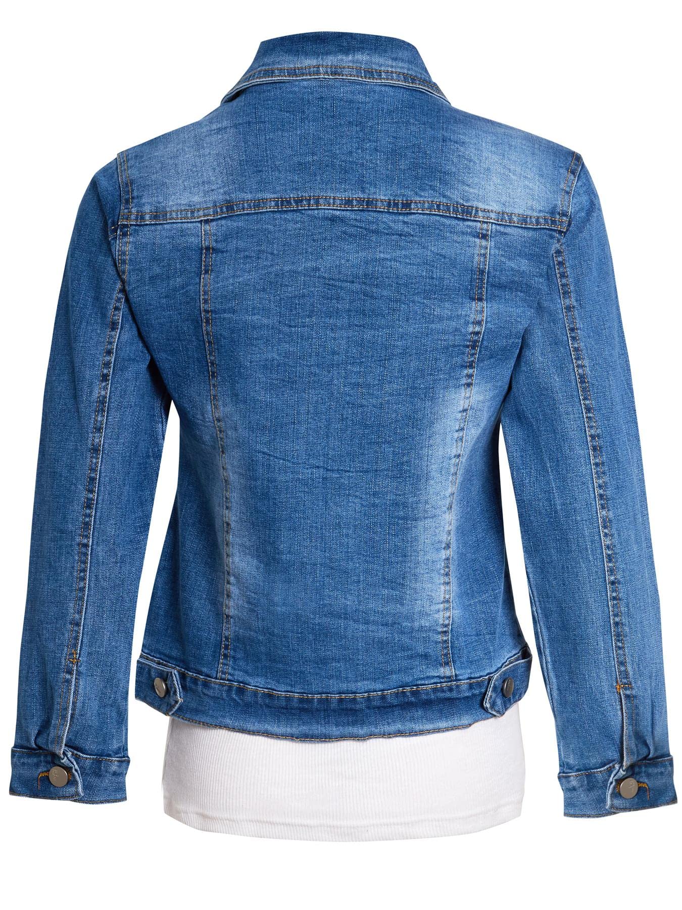 SS7 Veste en Jean Fille Délavé Stretch