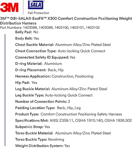 Miniatura 3 de Arnés de seguridad de posicionamiento de distribución de peso de construcción 3M DBI-SALA Comfort