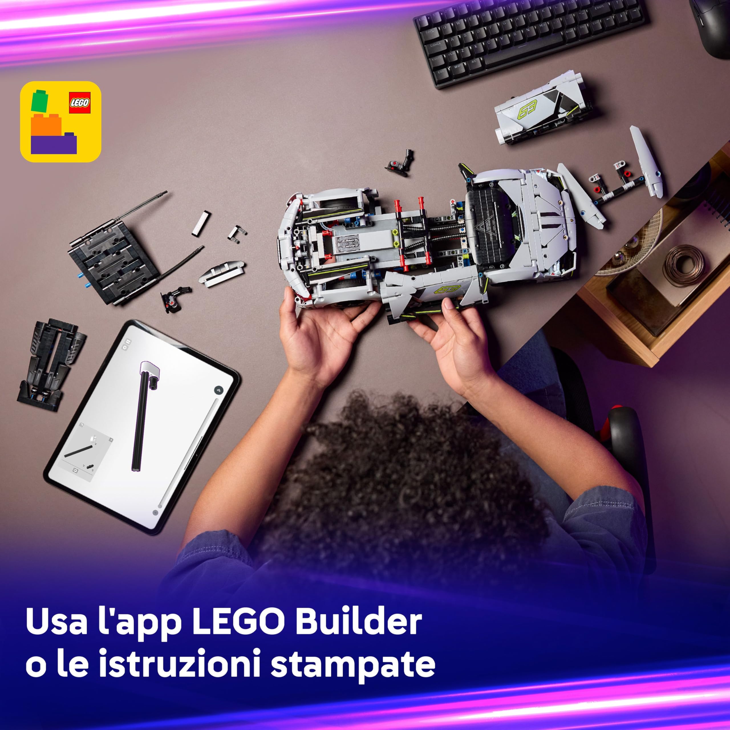 LEGO Technic Super Sports Car Lamborghini Revuelto - Macchina Giocattolo - Modello di Auto Telecomandata con Luci, Sterzo e Batteria Ricaricabile - Regalo per Bambini da 10 Anni in su - 42214