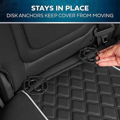 Miniatura 40 de Prestige - Juego completo de fundas de asiento de piel sintética, ajuste semiuniversal para automóviles, camiones y SUV, fundas de asiento delantero