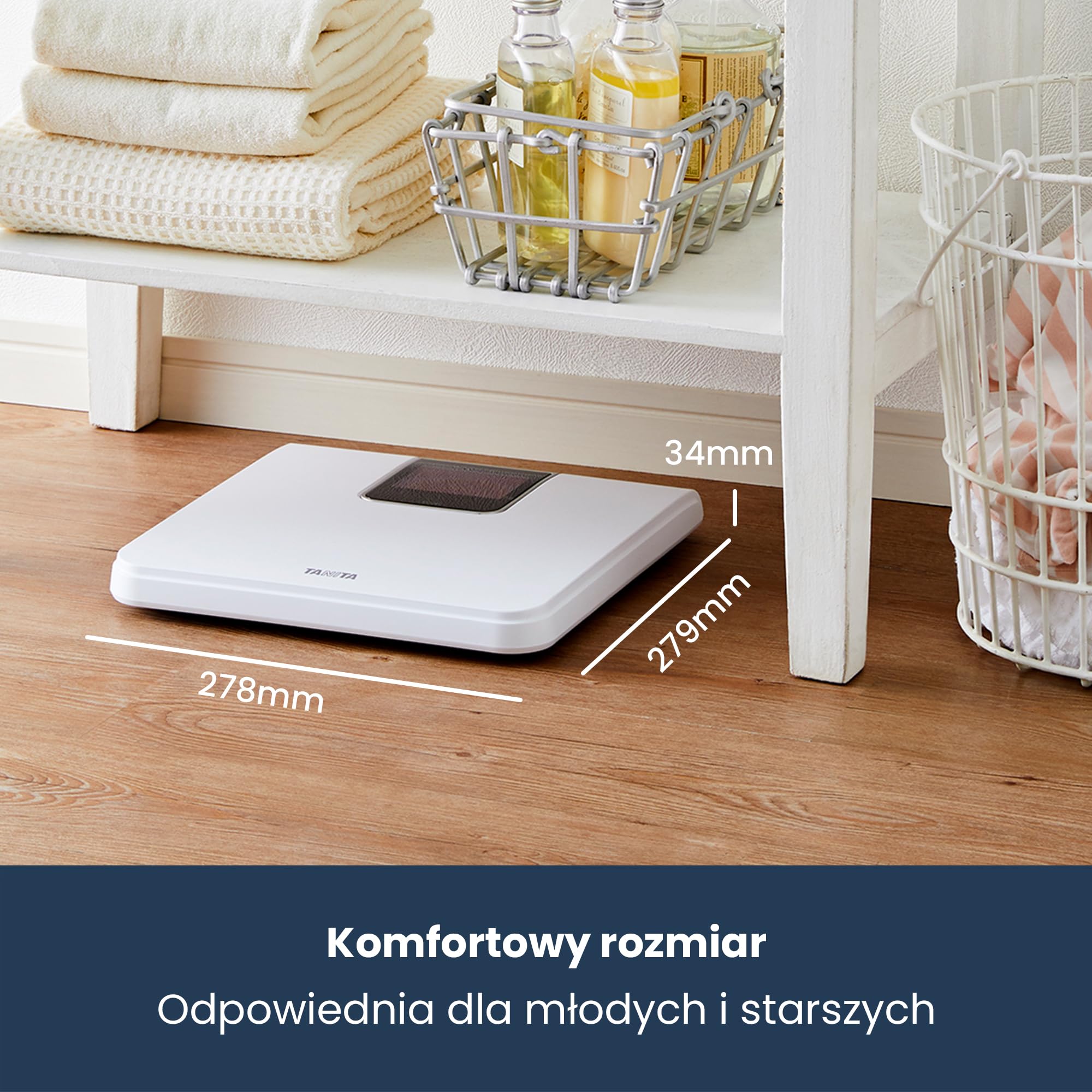 TANITA HD-395 cyfrowa waga łazienkowa – Precyzyjna waga do pomiaru masy ciała, duży wyświetlacz LED, nowoczesna waga do masy ciała, biała