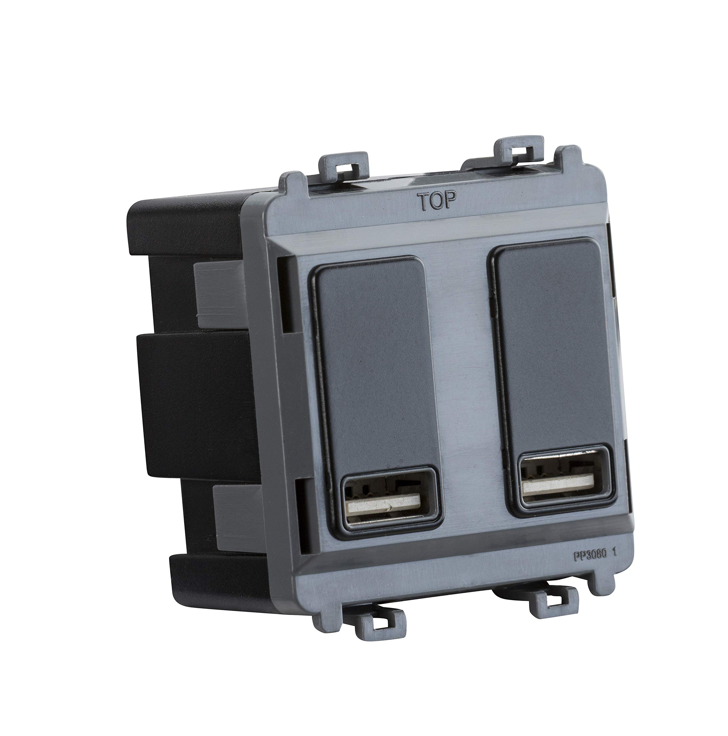 Dual USB Charger Module (2 x Grid Positions) 5V 2.4A (Shared) - matt Black โ image 1