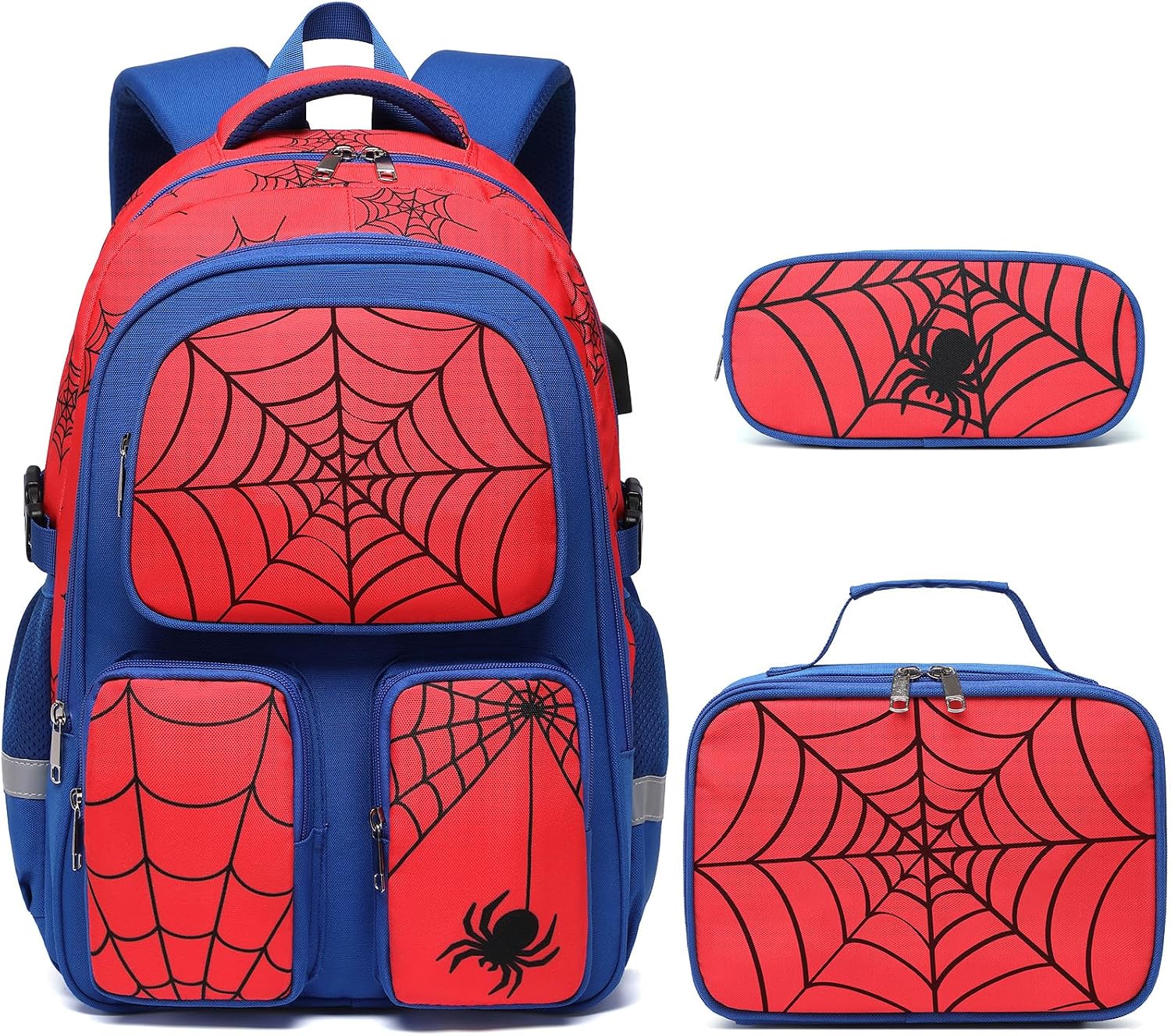 Jafeton School Backpack for Boys, 3 PCS Boy Backpack Set with Lunch Bag & Pencil Pouch, Waterproof Schoolbag for Boys Kids Children Teens, Elementary Middle School, Kids Bookbag Casual Daypack