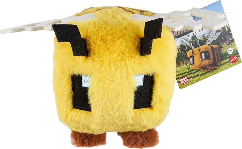Mattel Minecraft Plush Toy, Bee Soft Doll Inspired by a Minecraft Movie Character, 8-inch Collectible