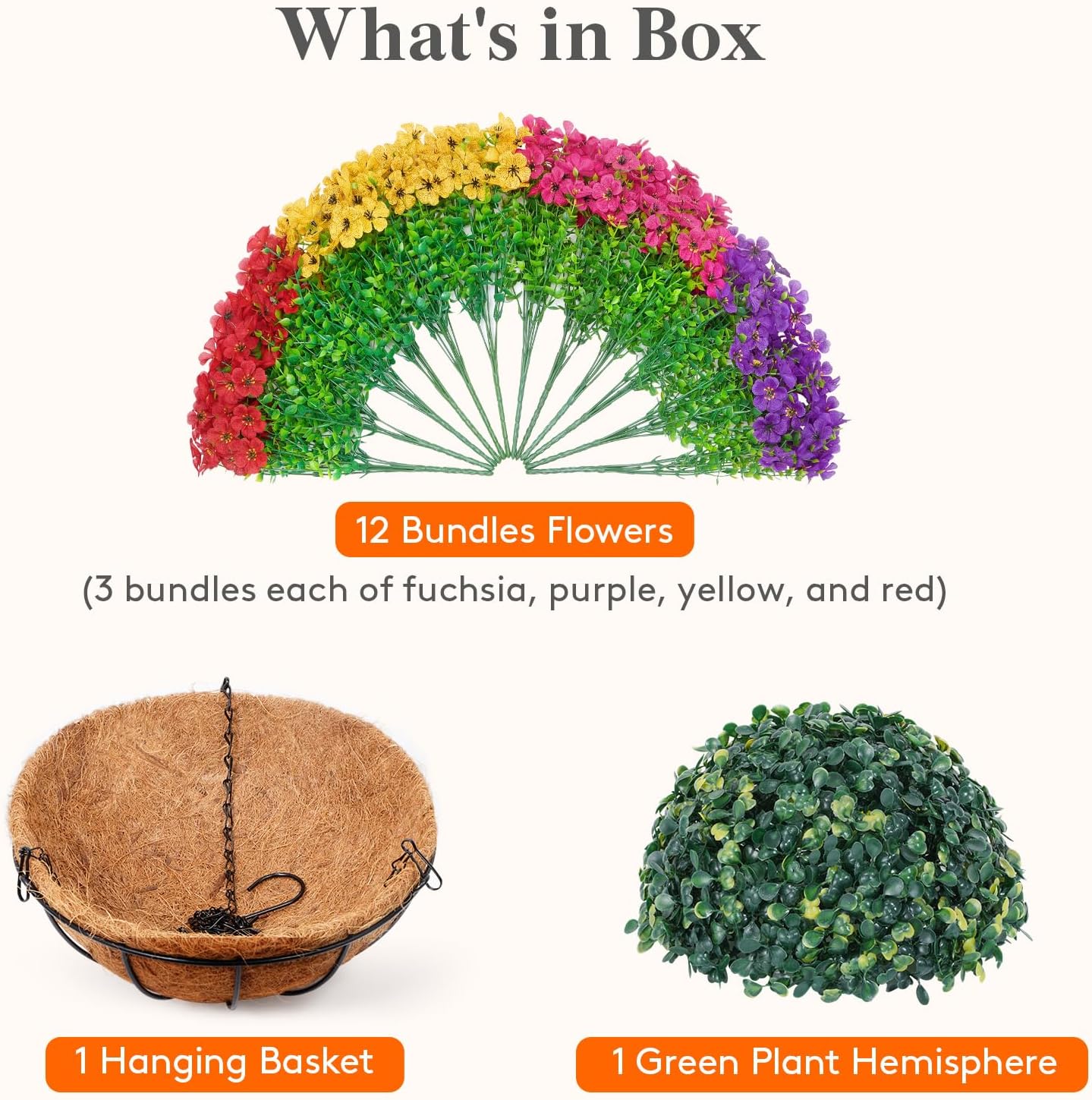 Lifewit 12 Bundles Artificial Hanging Daisy Flowers Baskets for Outdoor Decor, Plastic Fake Flowers for Indoor Garden Porch Patio Balcony, Mix for Fuchsia Purple Yellow Red