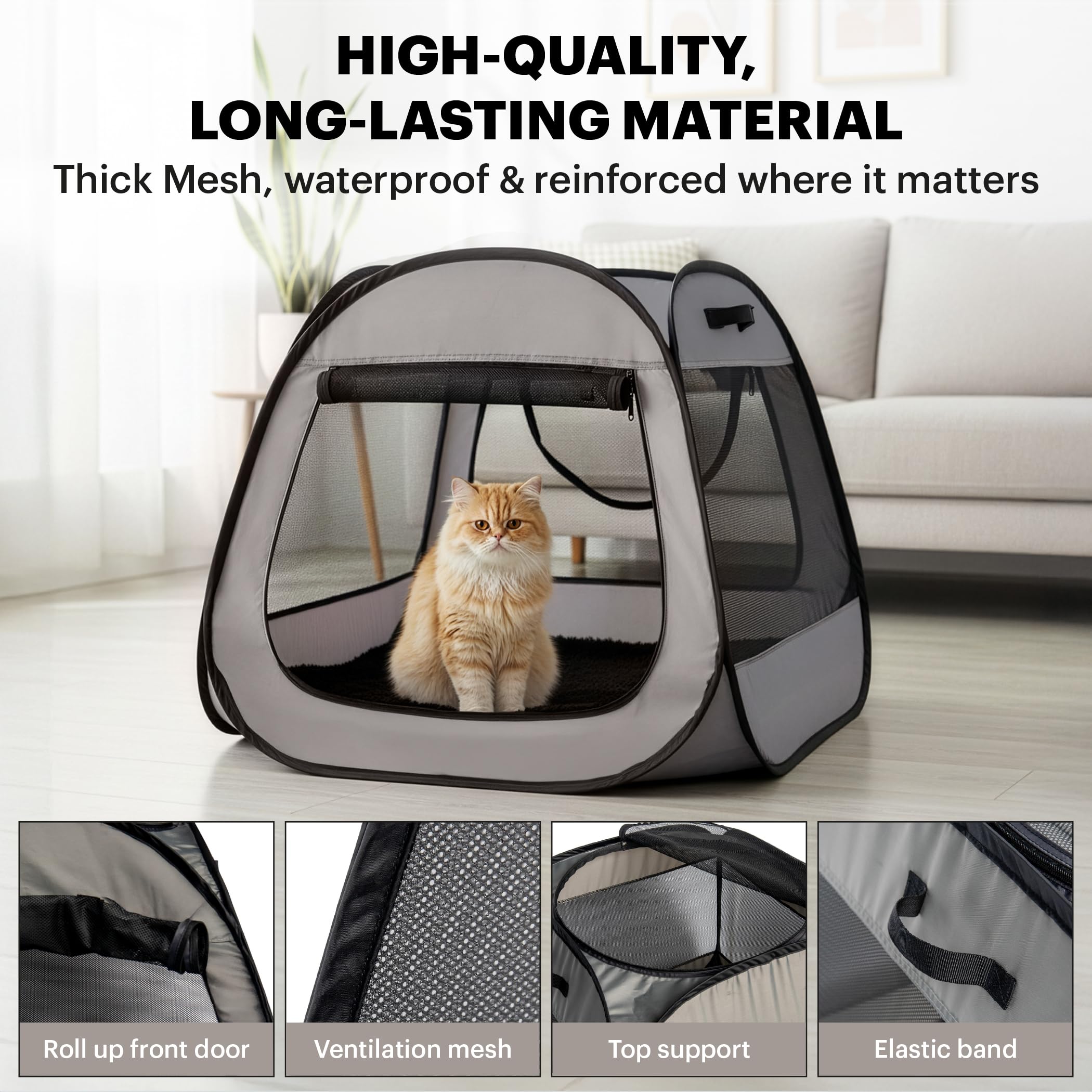 Portable Cat Playpen - Safe Indoor Outdoor Tent -5