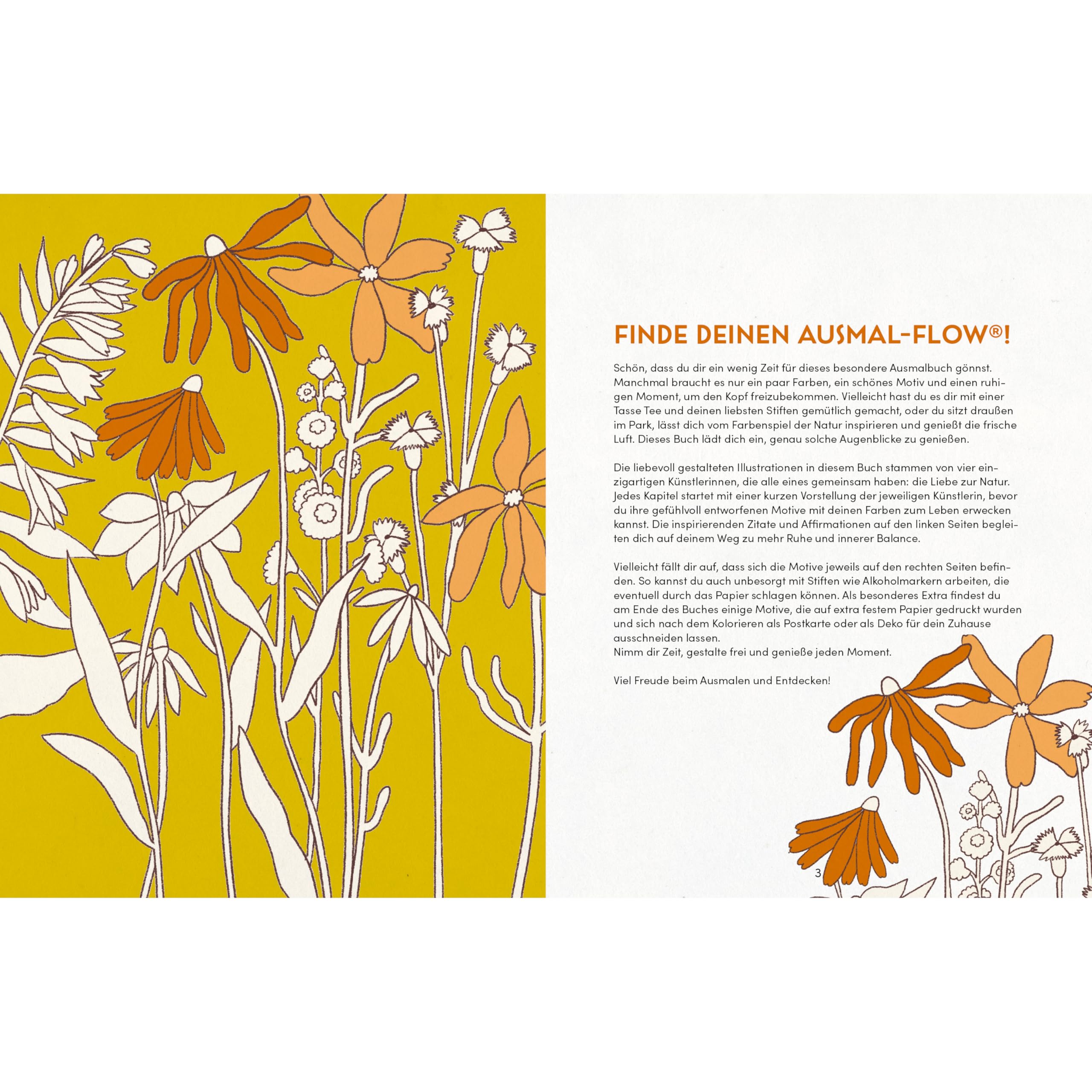 Flow® Ausmalbuch. Floral Edition: Ausmalen und entspannen für Erwachsene. Die farbenfrohe Auszeit für persönliche Entwicklung, Kreativität und innere Ruhe