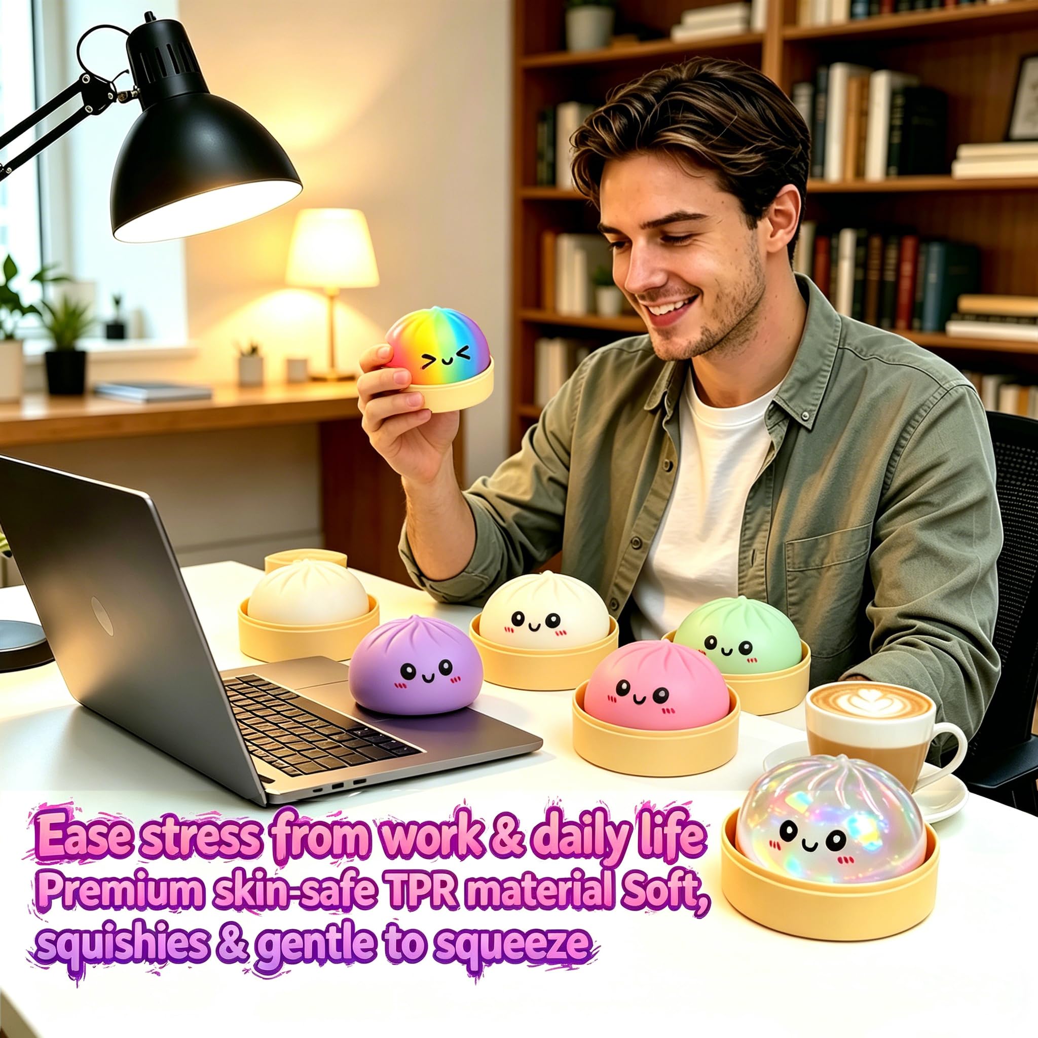 Colorful Dumpling Squishies New Mystery Glitter Squishies Dumpling with Box Stress Relief Balls Sensory Toys Desk Squeeze Toys Gift — view 5