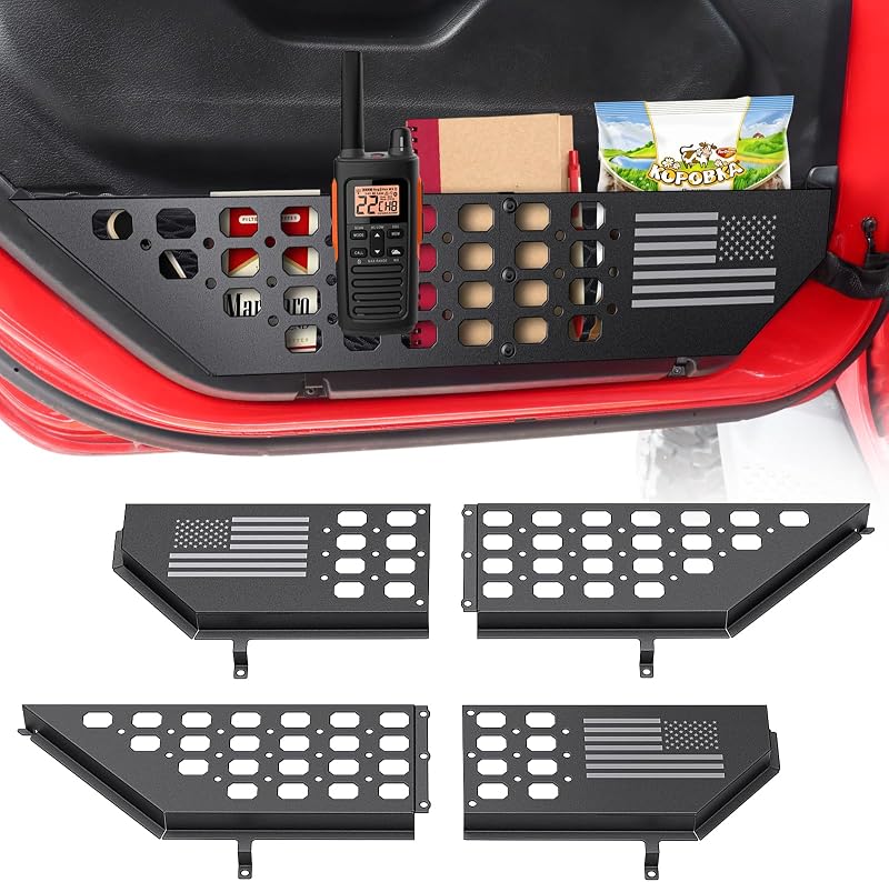 Organizador de porta dianteira em aço inoxidável DIAMOOKY para Jeep Wrangler JL JLU e Gladiator JT – Par