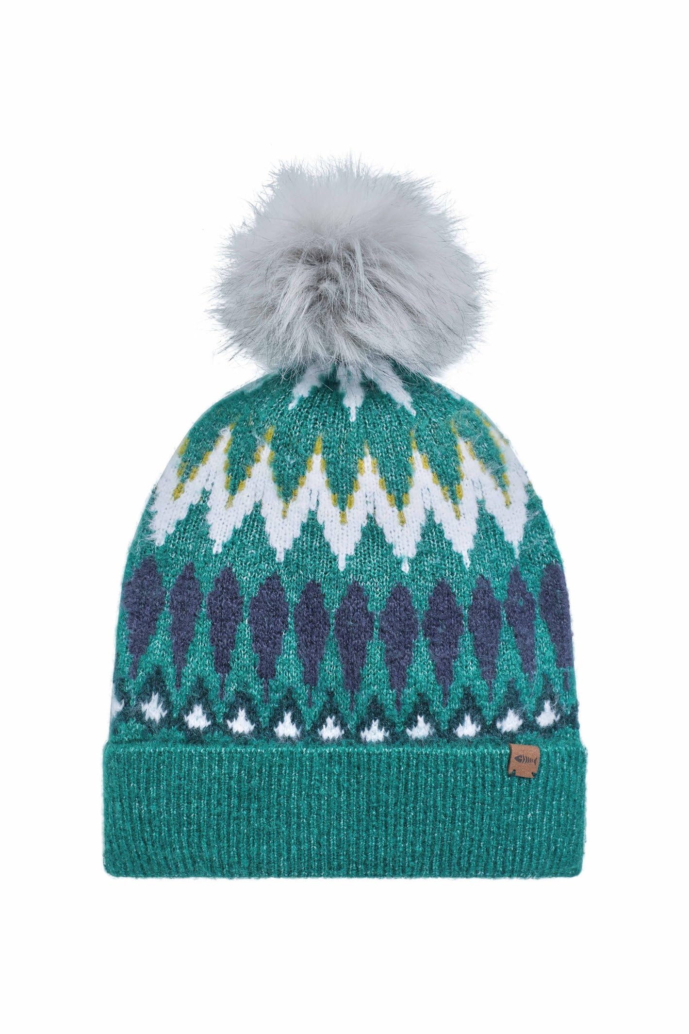 Weird Fish Women's Green Ivy Frady Fair Isle Bobble Hat Greenivy Size One