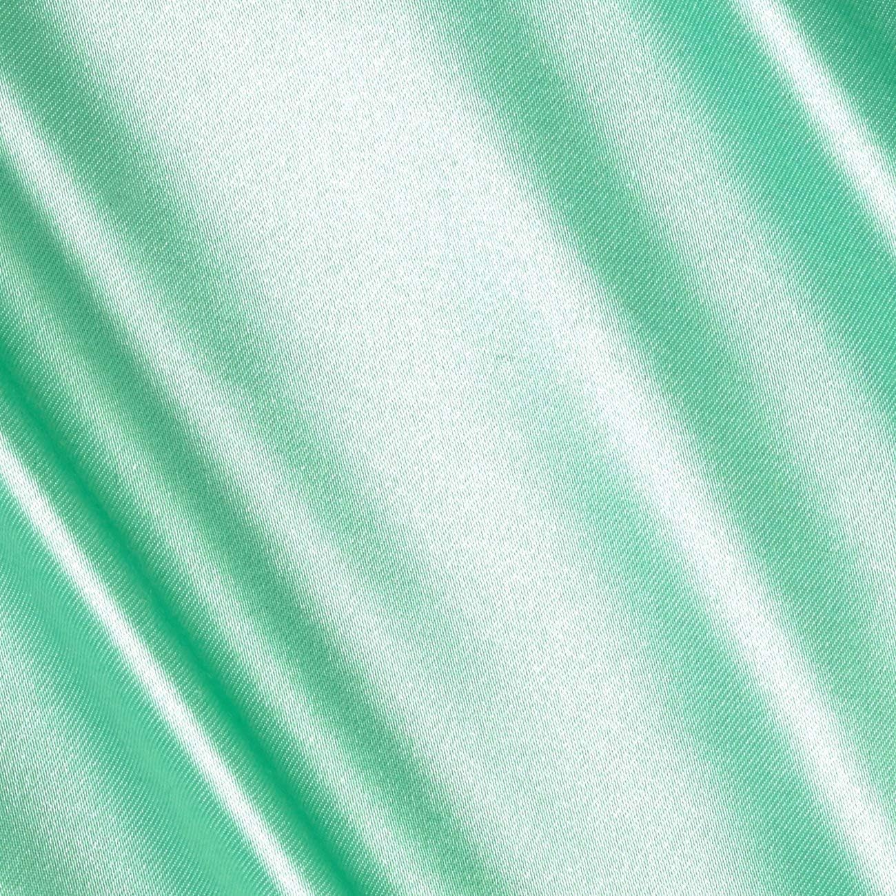 58-59" Wide - 96% Polyester, 4% Spandex Light Weight Silky Stretch Charmeuse Satin Fabric by The Yard. (Mint, 5 Yards)