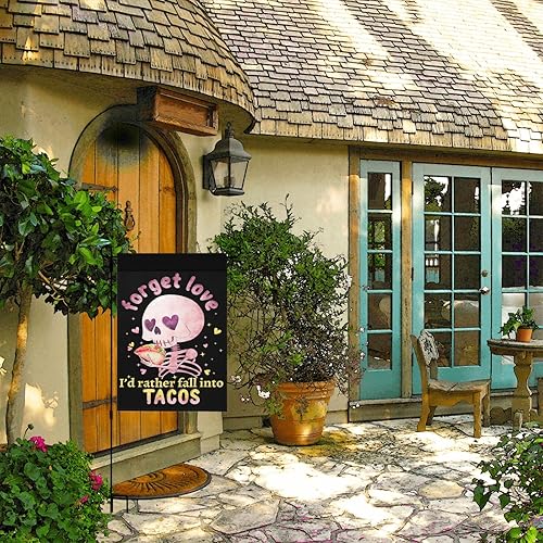 Miniatura 5 de Forget Love I'd Rather Fll Into Tacos Yard Flag One Size, Inspirational Garden Flags One Size Double Sided For Porch Yard Flag One Size Double Sided