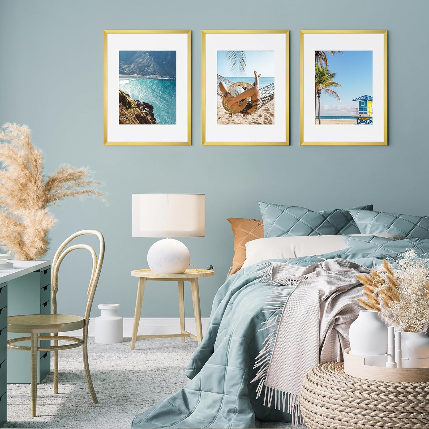 Fixwal 12x16 Poster Frame Set of 6 with Shatter Resistant Plastic Glass, Thin Border and Light Weight Photo Frames for Wall Decor Diamond Art, Gold