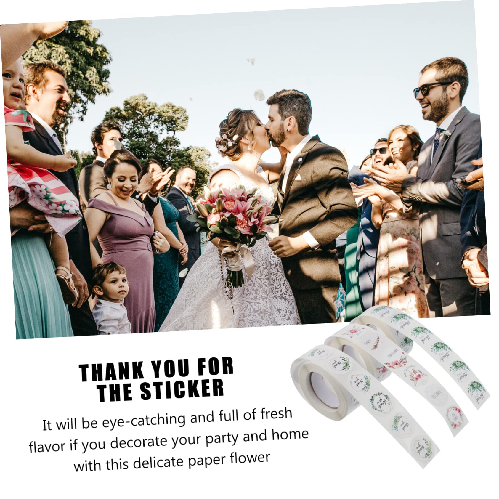 VILLCASE 18rotoli Adesivi Creativi Per Buste Con Design Di Ringraziamento Stickers Autoadesivi Per Decorazioni Di Feste Compleanni e Matrimoni