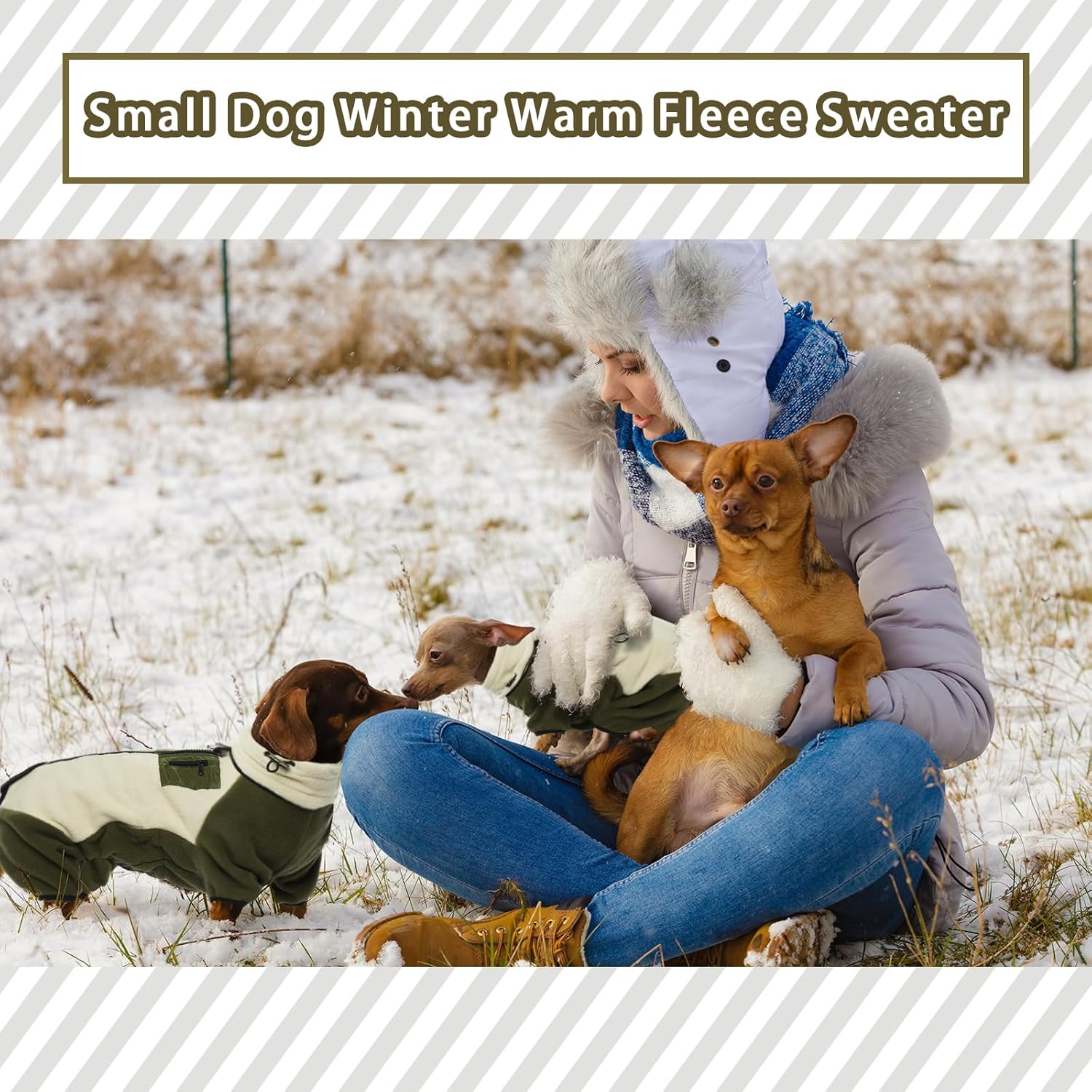 DENTRUN Dog Winter Coat - Fleece Jacket, Pajamas Turtleneck Sweater - Puppy Cold Weather Outfit - Thermal Bodysuit - Soft Jumpsuit - Image 5